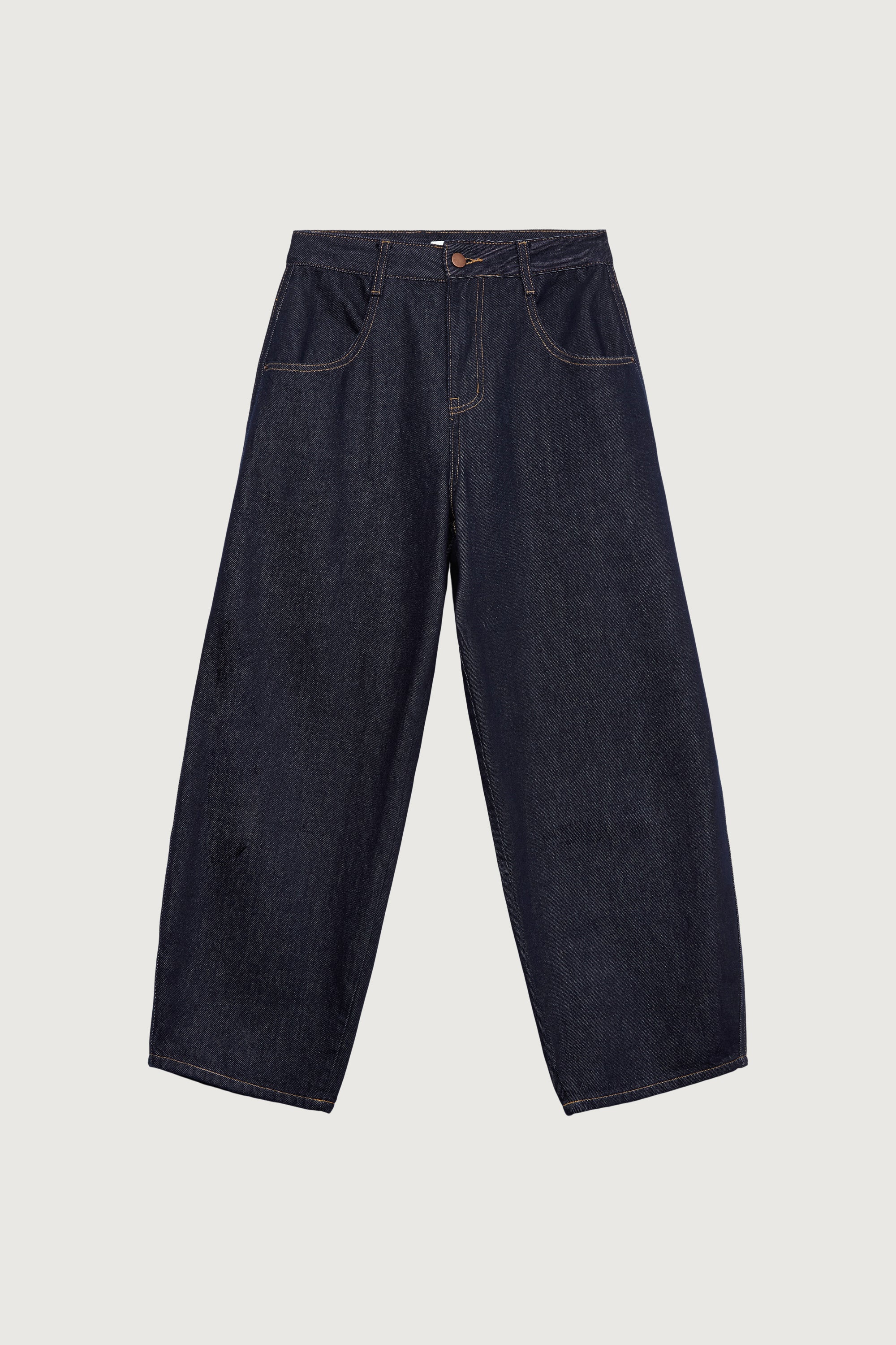CROPPED HIGH-RISE BARREL LEG DARK BLUE WASH JEAN - Image 5