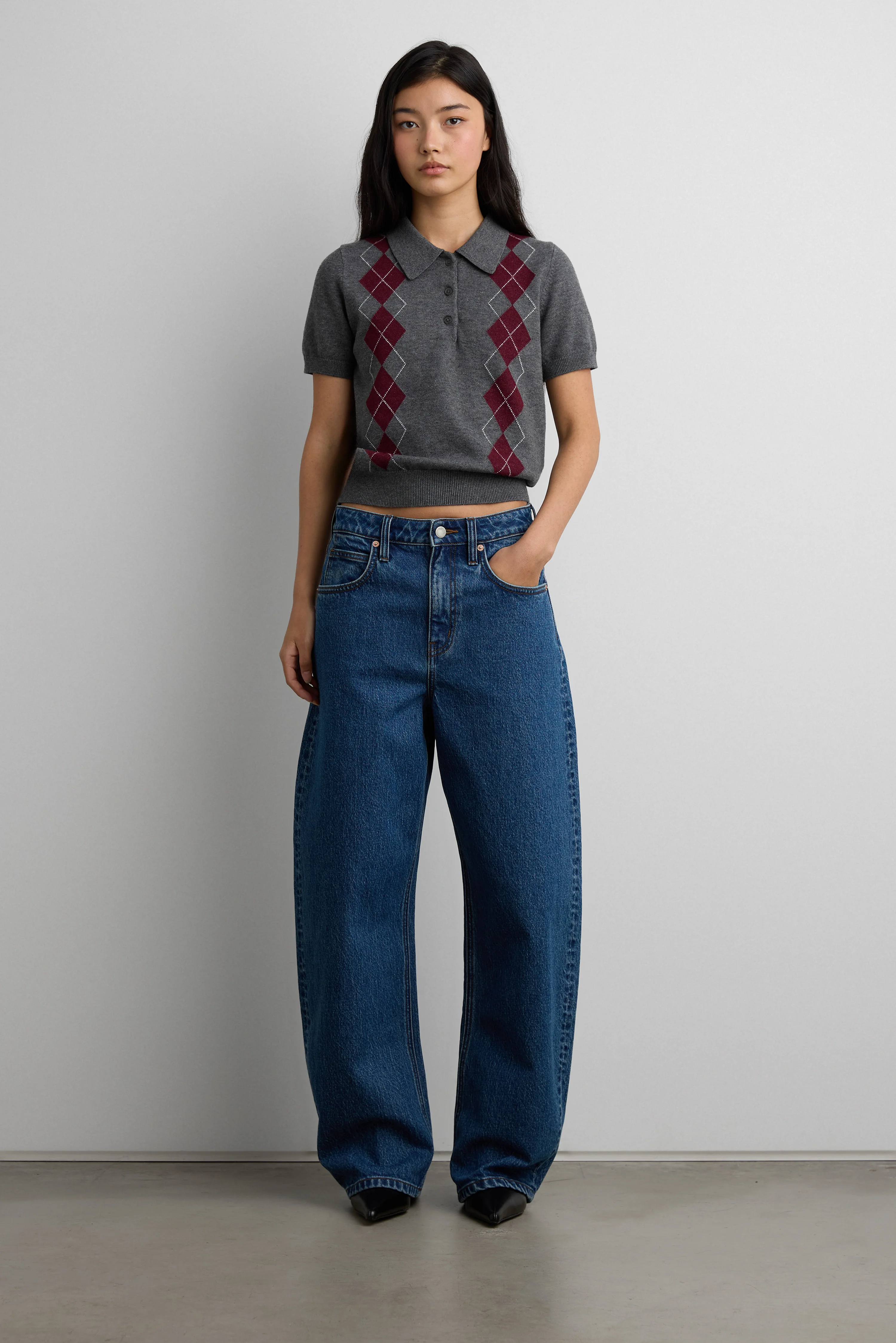 ARGYLE SHORT SLEEVE POLO SWEATER