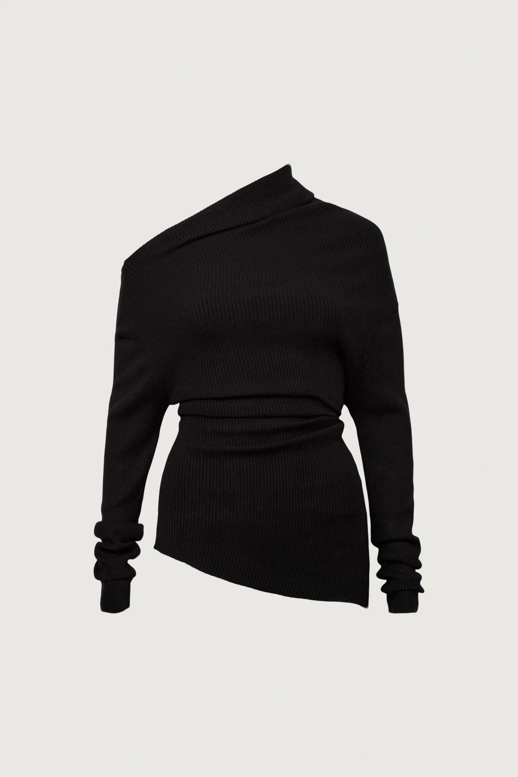 ASYMMETRICAL OFF-SHOULDER RIBBED KNIT TOP - Image 9