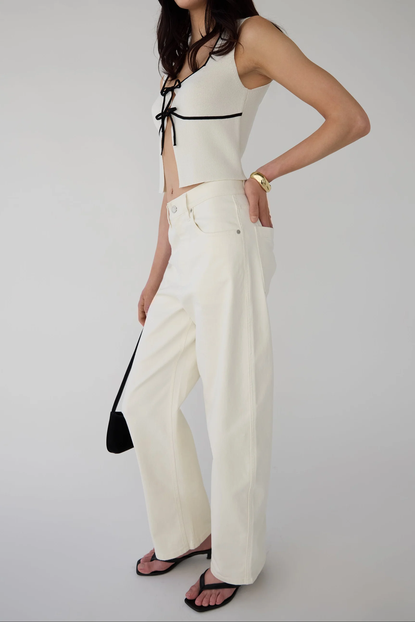 SQUARE NECK TIE FRONT KNIT TANK TOP - Image 5