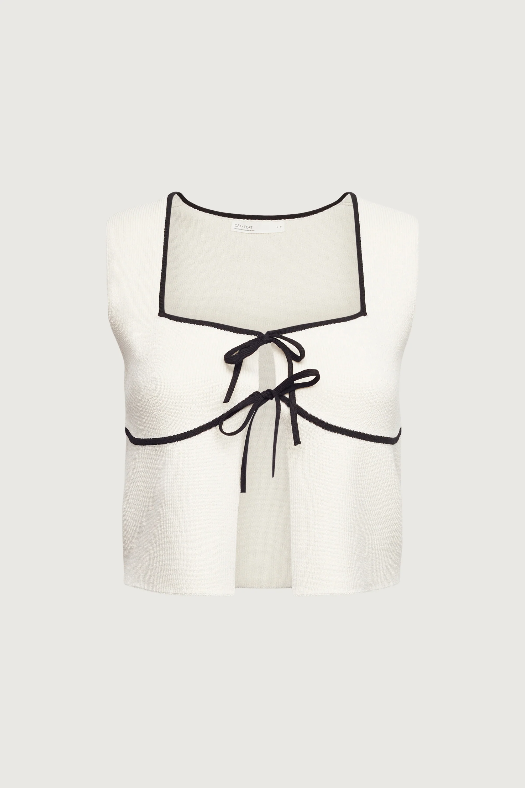 SQUARE NECK TIE FRONT KNIT TANK TOP - Image 8