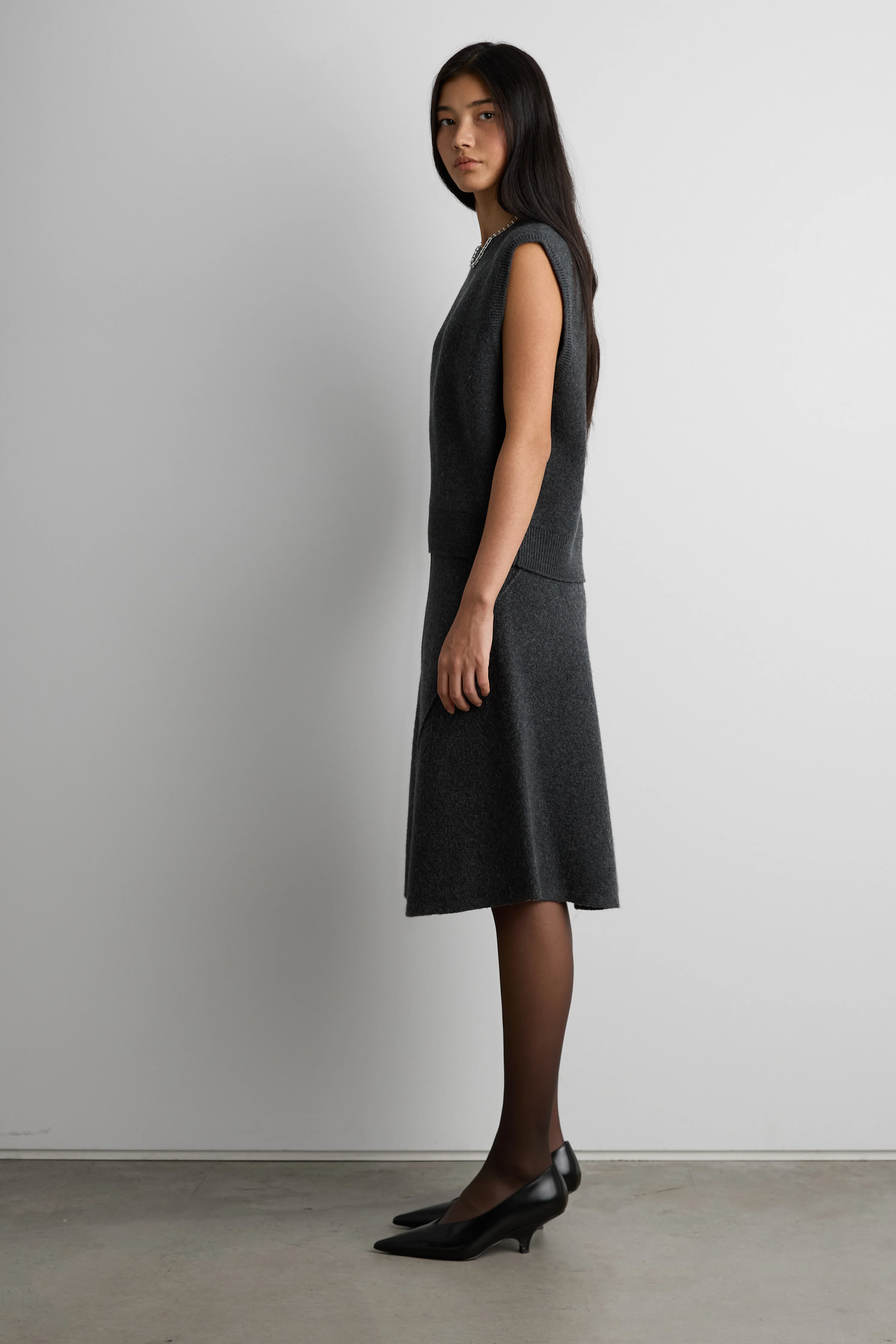 BOILED WOOL MIDI SKIRT - Image 3