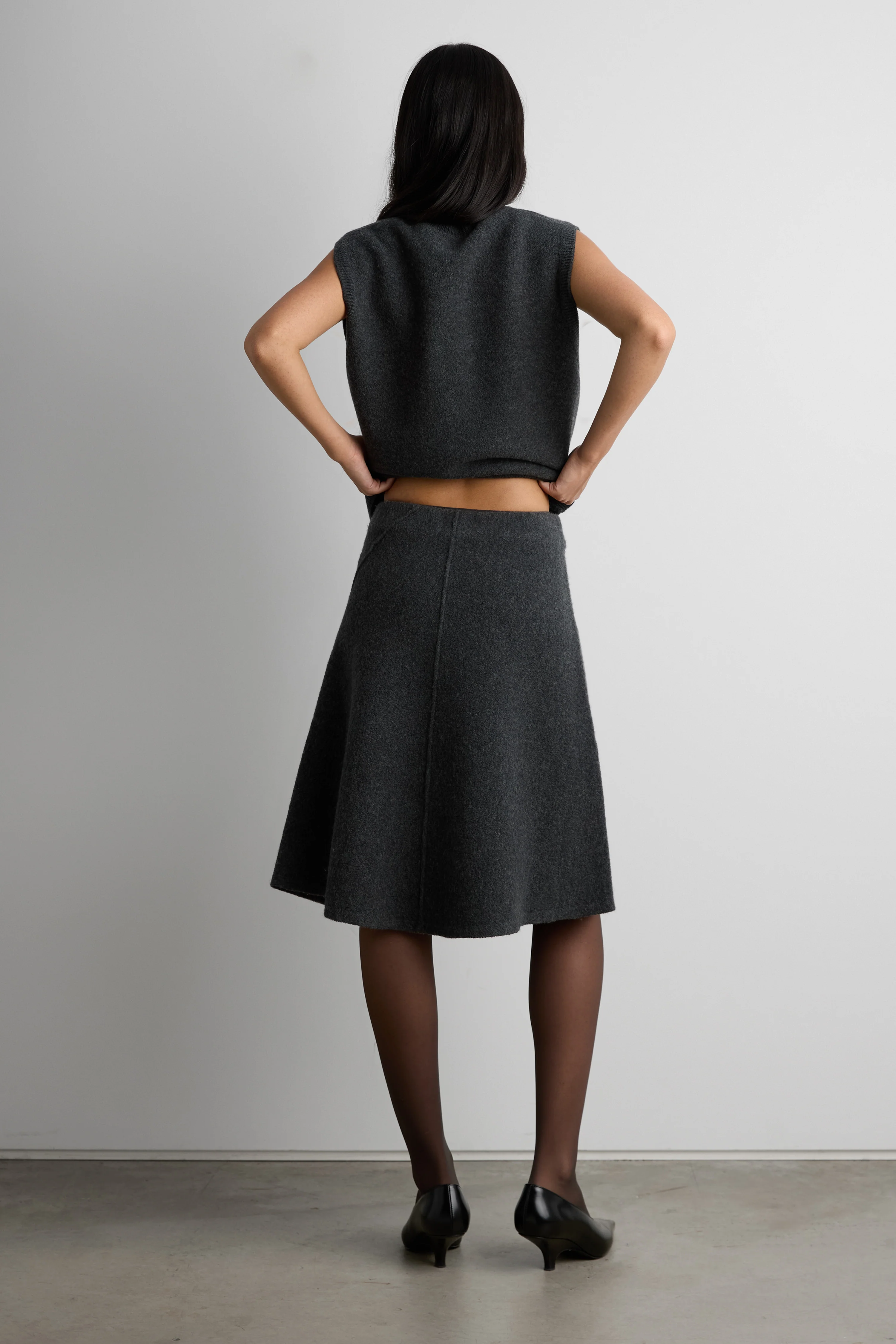 BOILED WOOL MIDI SKIRT - Image 5