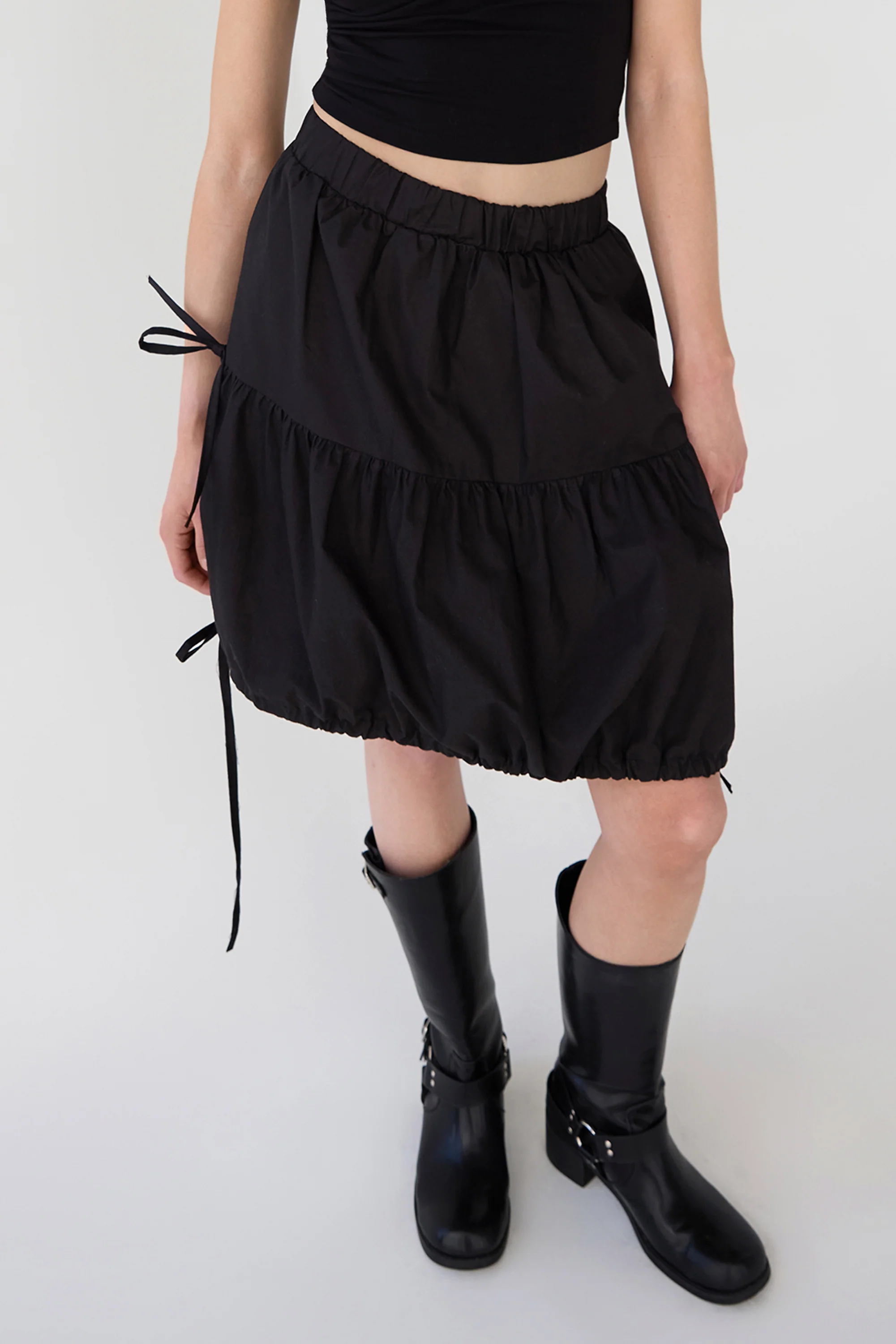 TIERED MINI SKIRT WITH BOWS