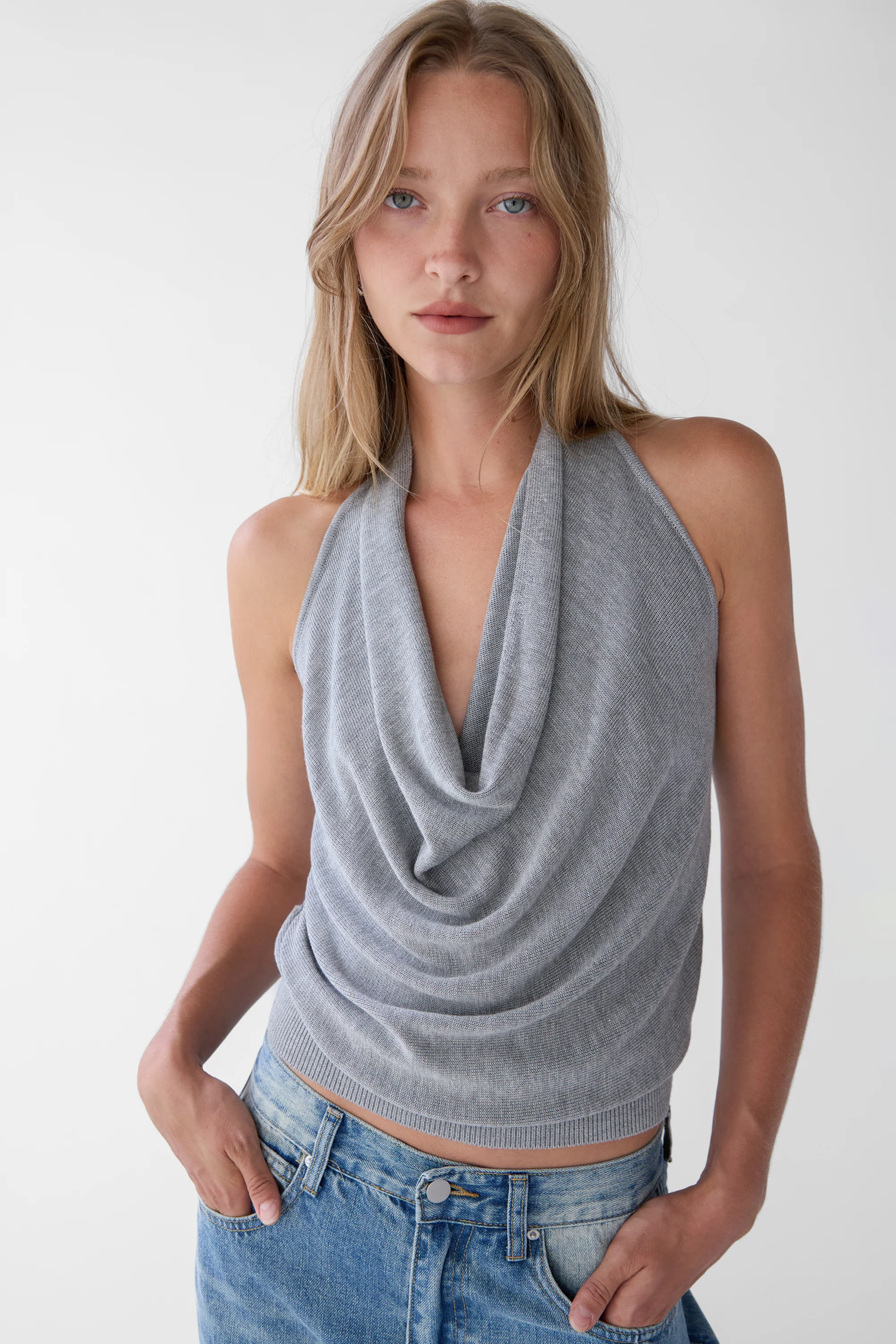 BRAIDED BACK COWL TANK TOP - Image 4