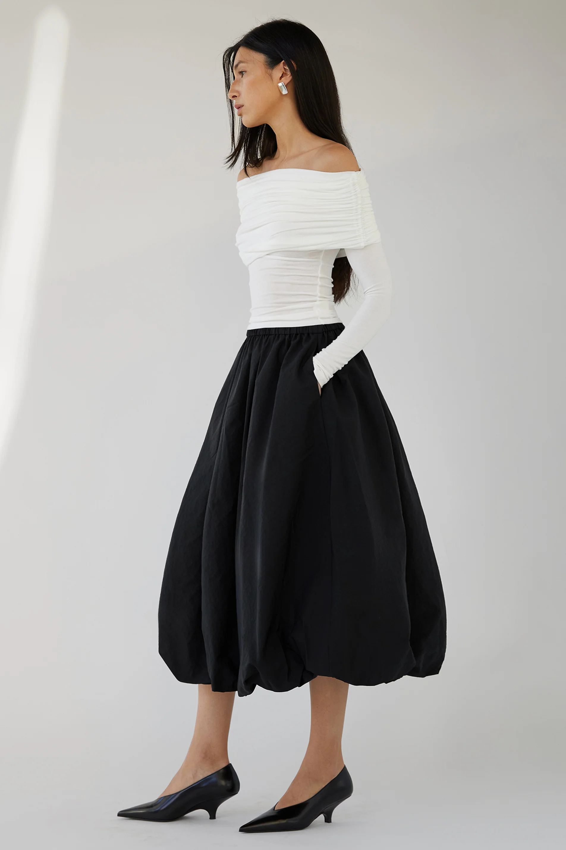 BUBBLE HEM MIDI SKIRT - Image 7