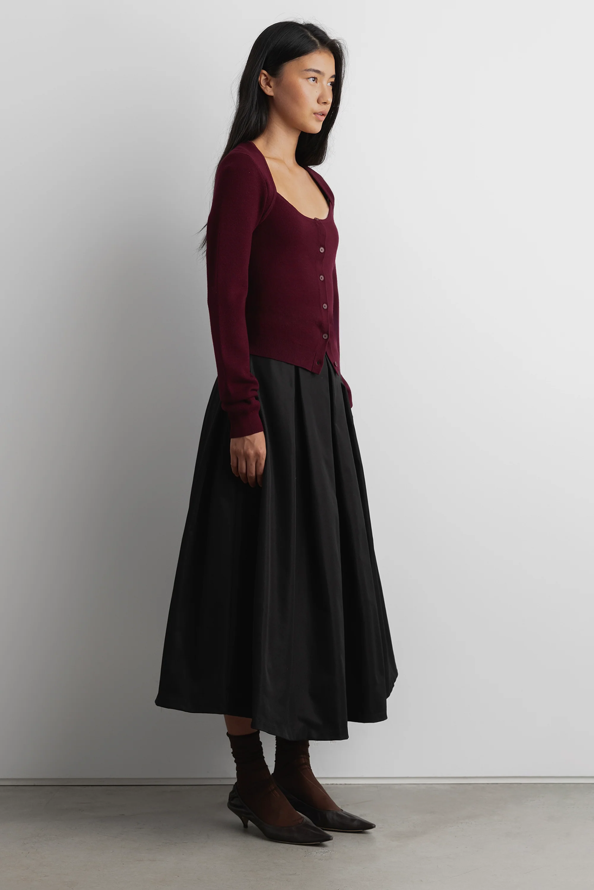 BUTTON FRONT SQUARE NECK SWEATER - Image 5