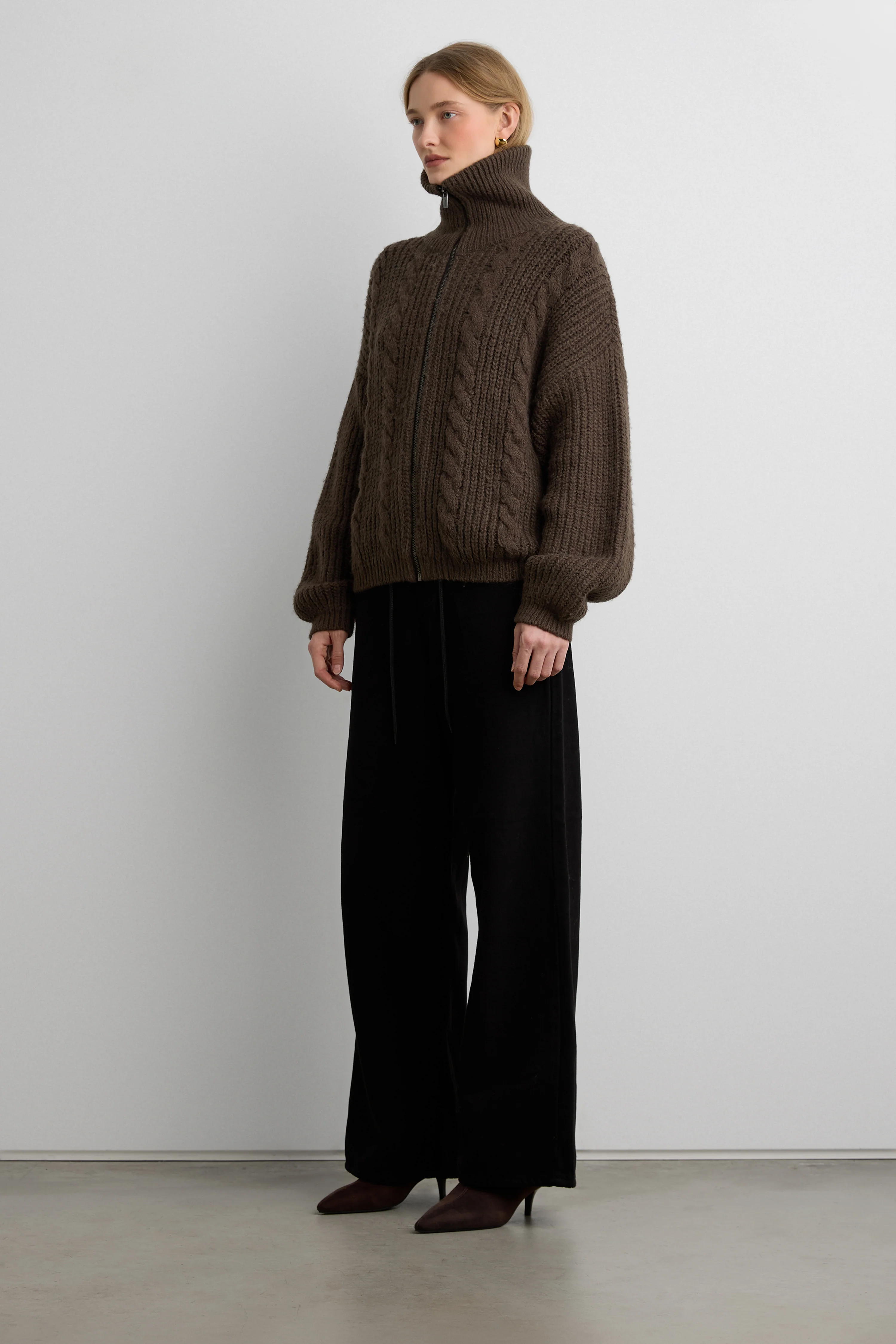 CABLE KNIT COLLARED CARDIGAN - Image 6