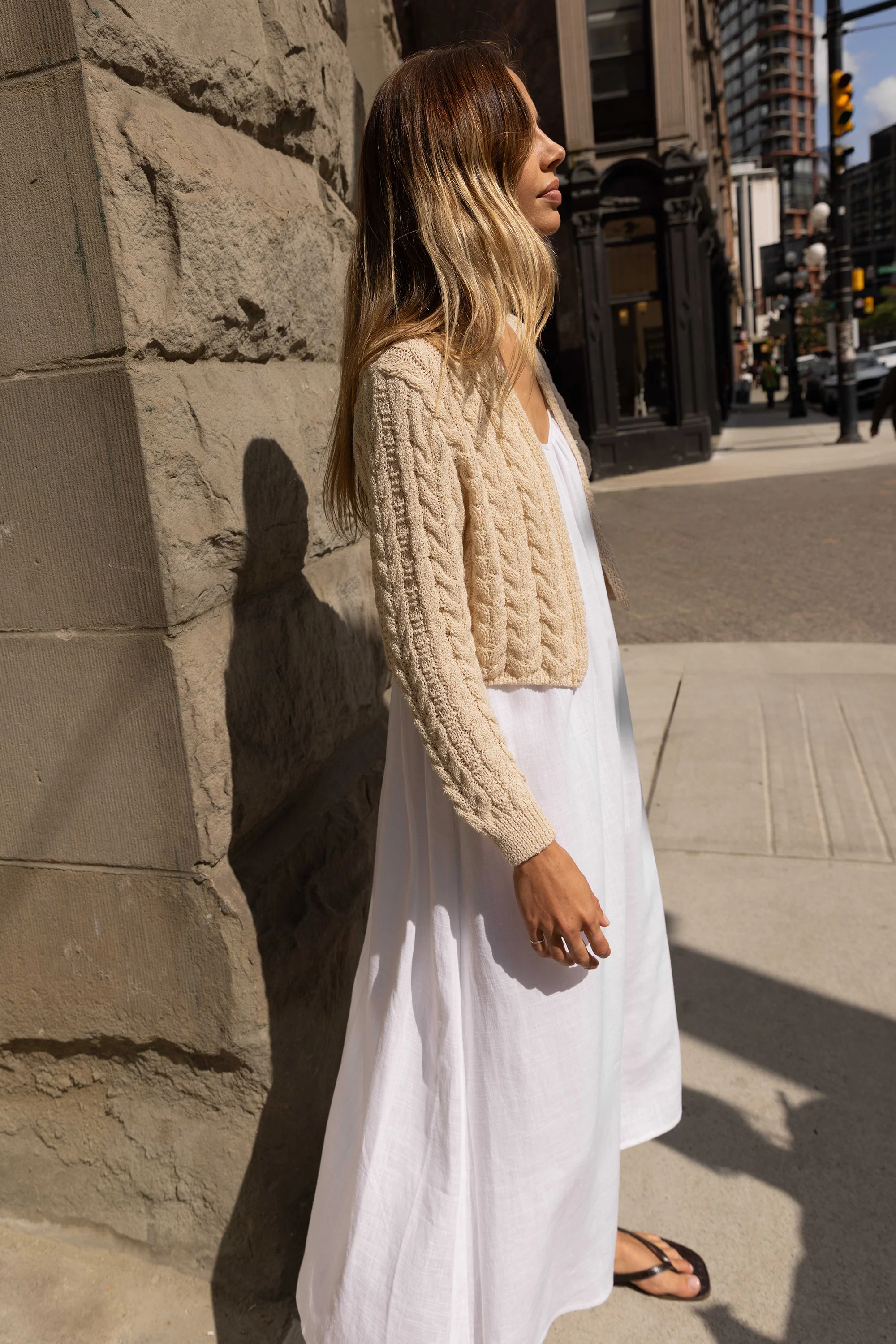 CABLE KNIT LONG-SLEEVE CARDIGAN