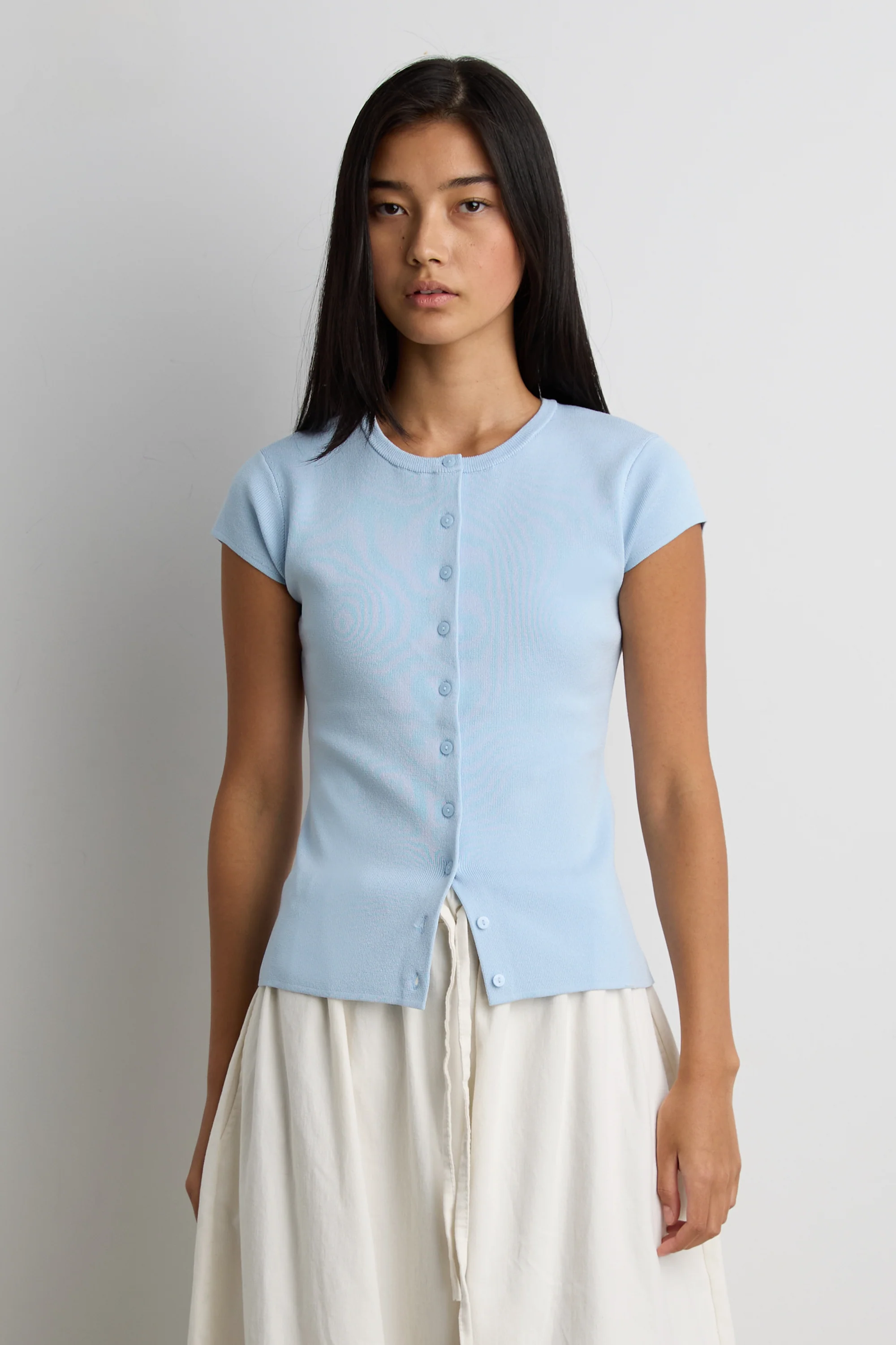CAP SLEEVE BUTTON FRONT SWEATER - Image 2