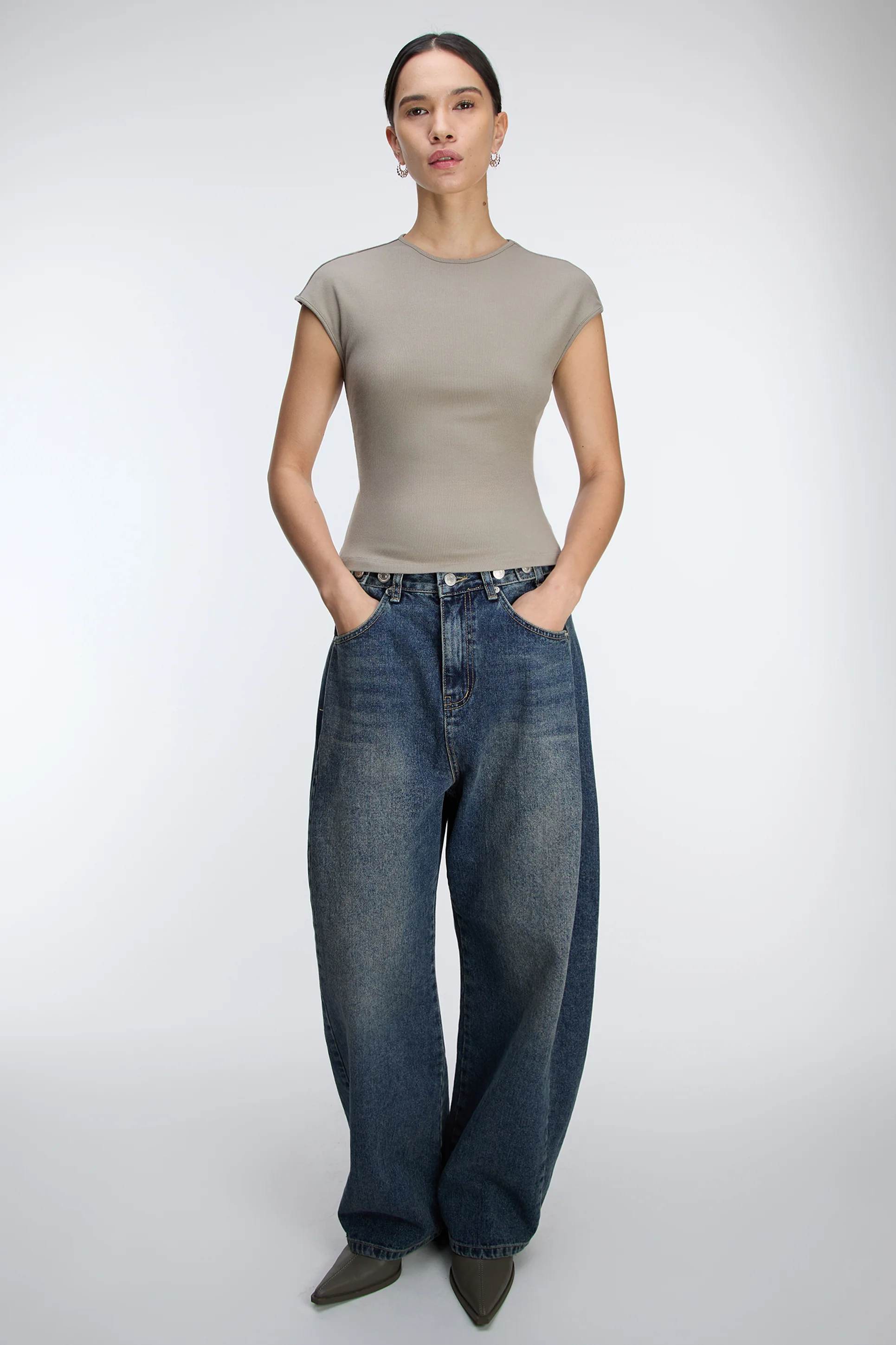 RIBBED MODAL CAP SLEEVE T-SHIRT - Image 3