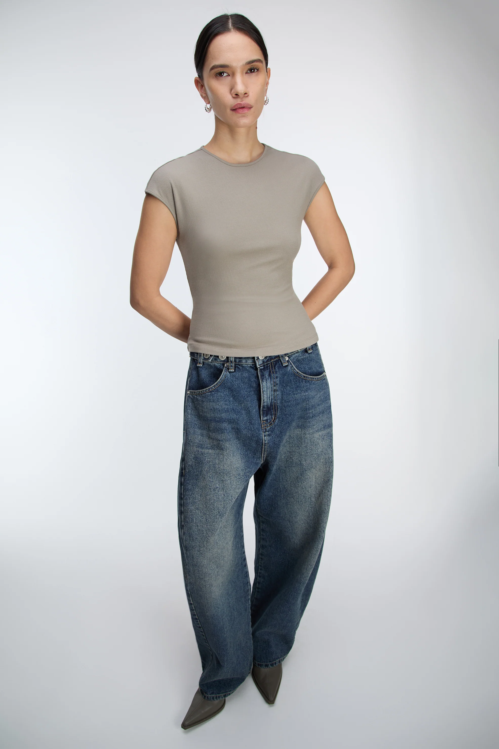 RIBBED MODAL CAP SLEEVE T-SHIRT - Image 4