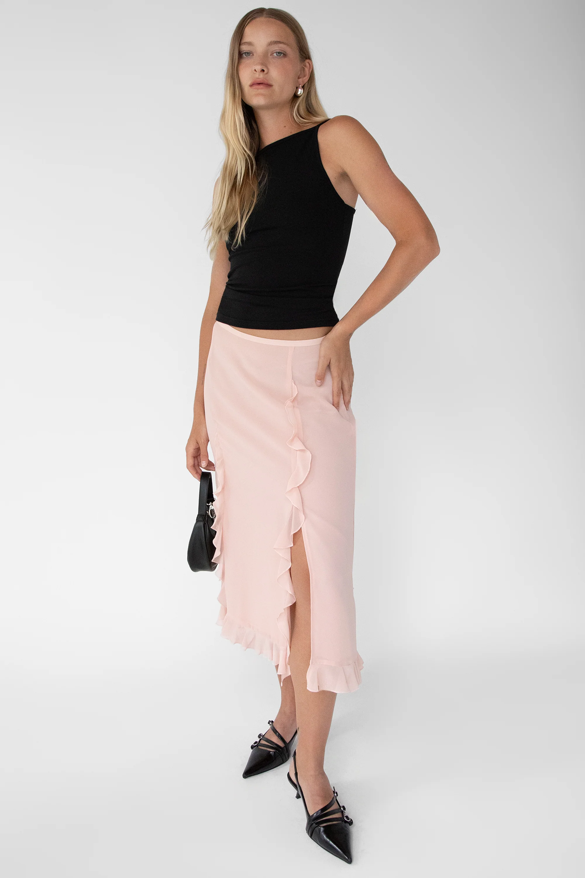CHIFFON RUFFLED MIDI SKIRT - Image 5