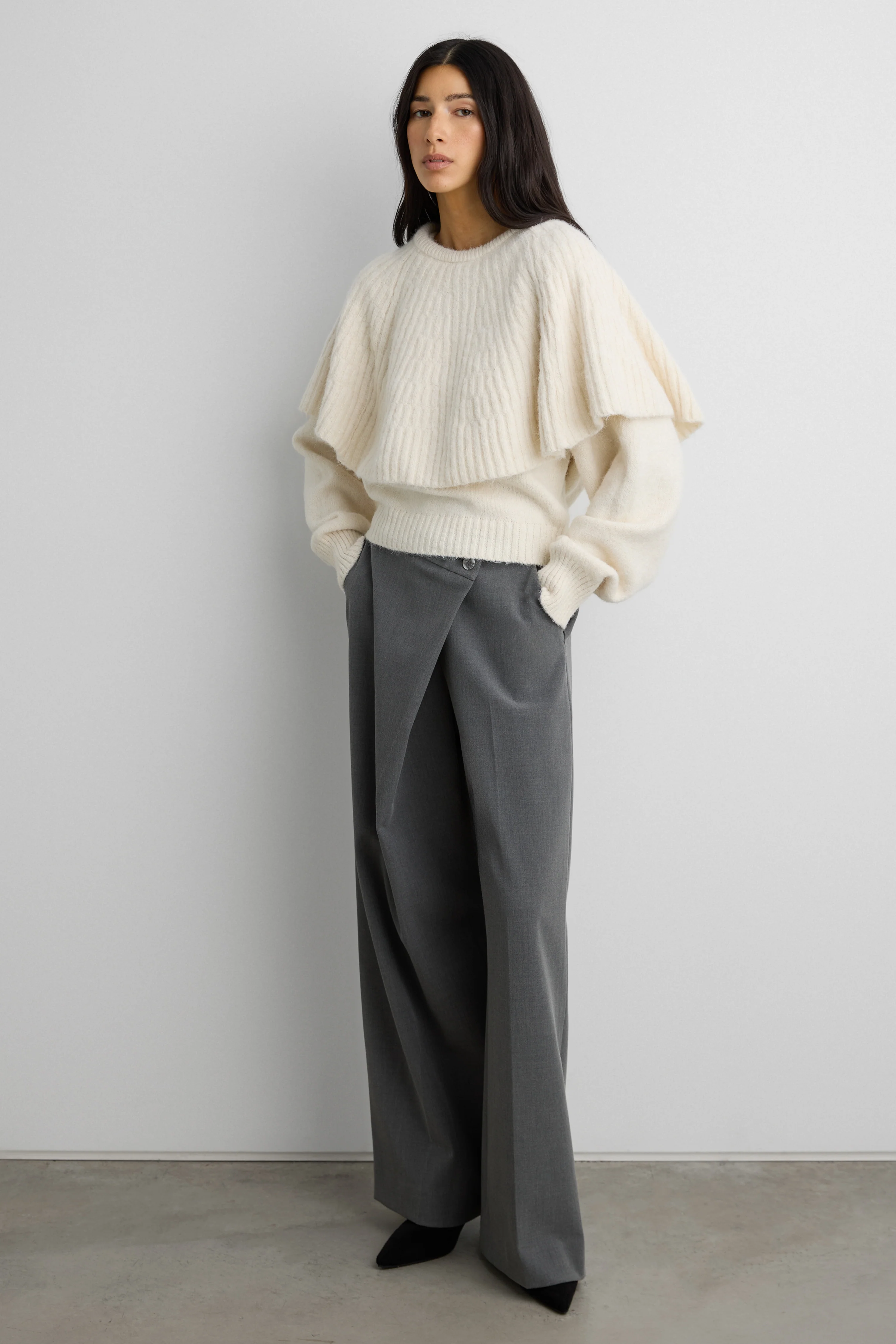 CHUNKY RIBBED CAPE SWEATER SET - Image 2