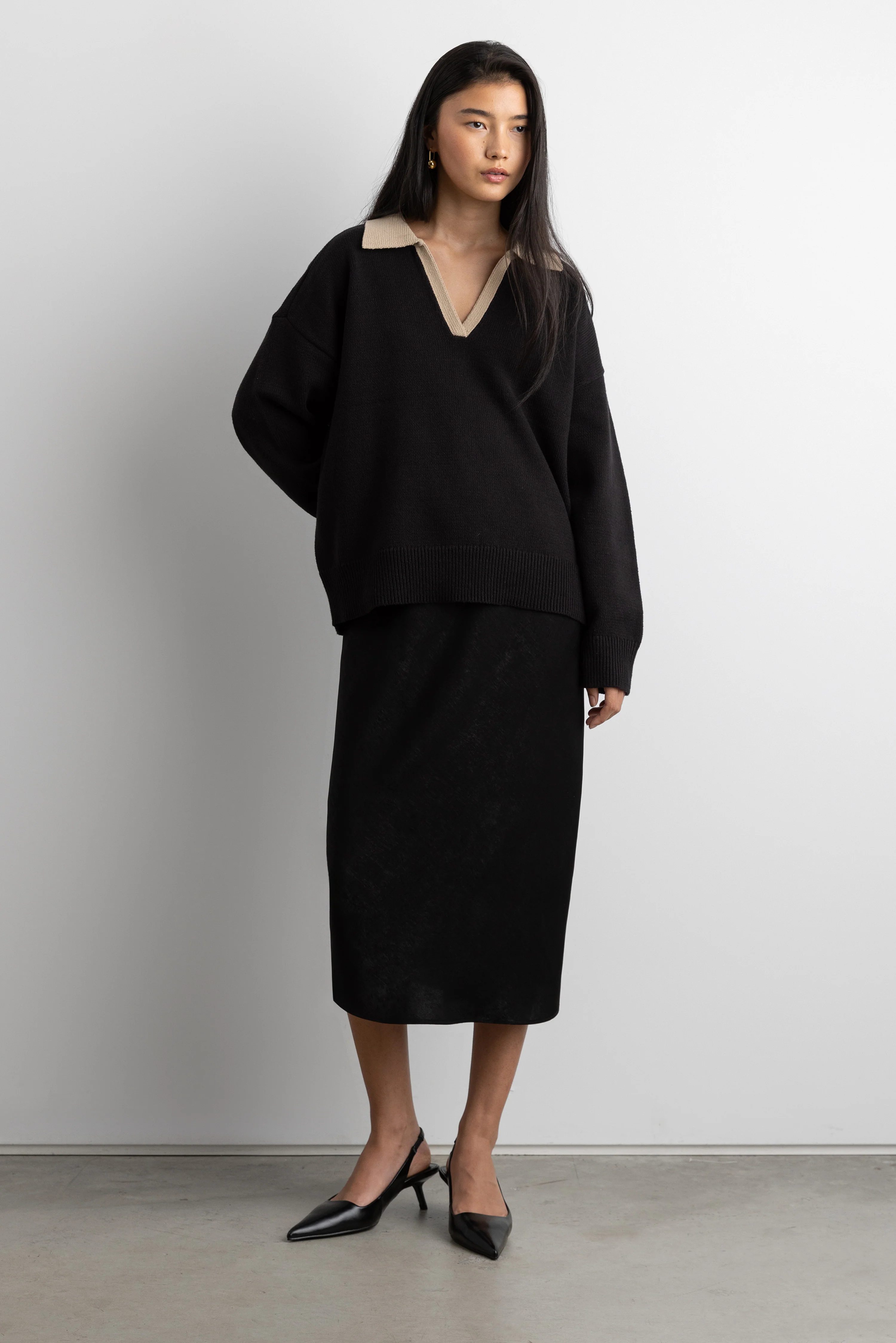 COLLARED CHUNKY KNIT SWEATER - Image 4