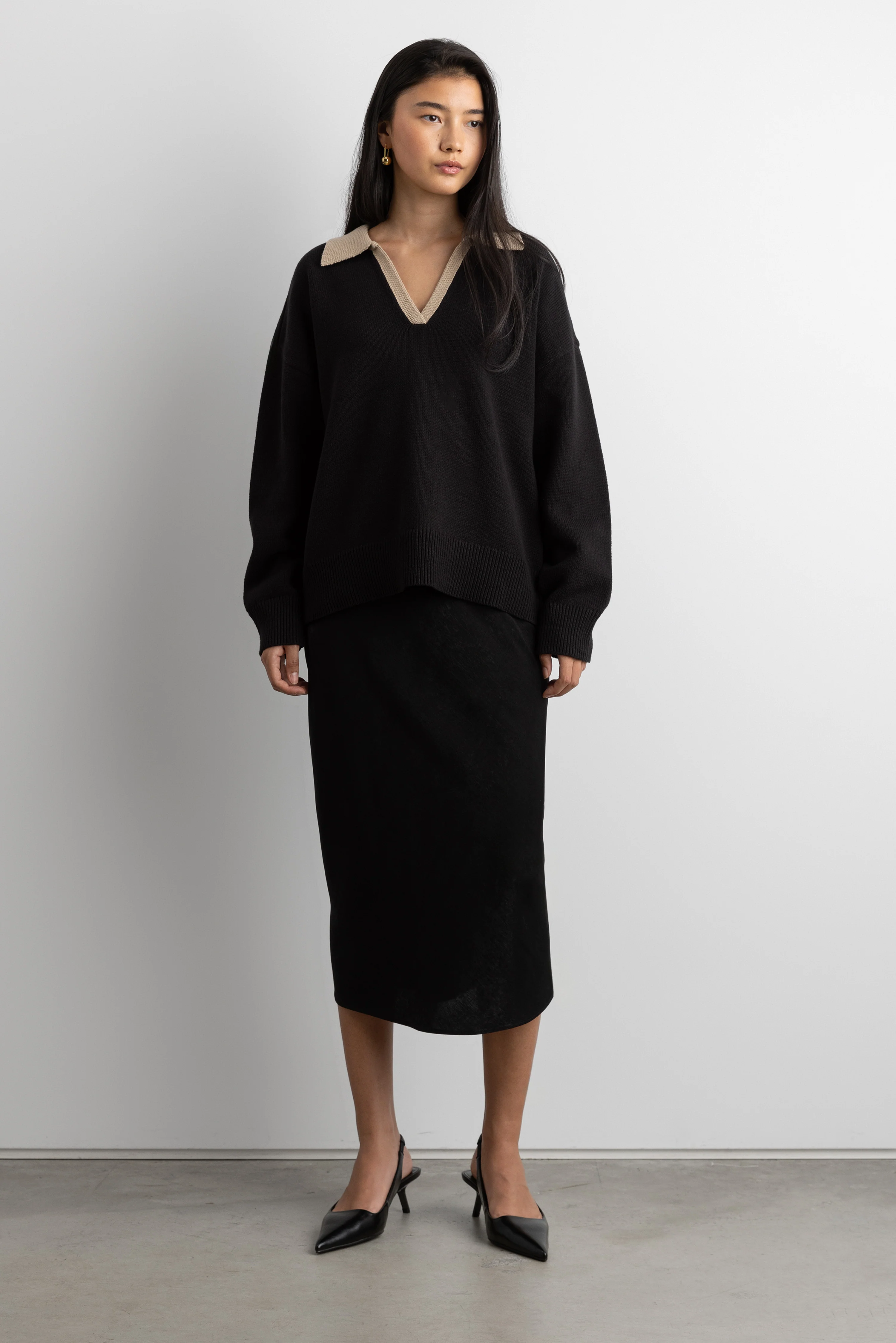 COLLARED CHUNKY KNIT SWEATER - Image 5