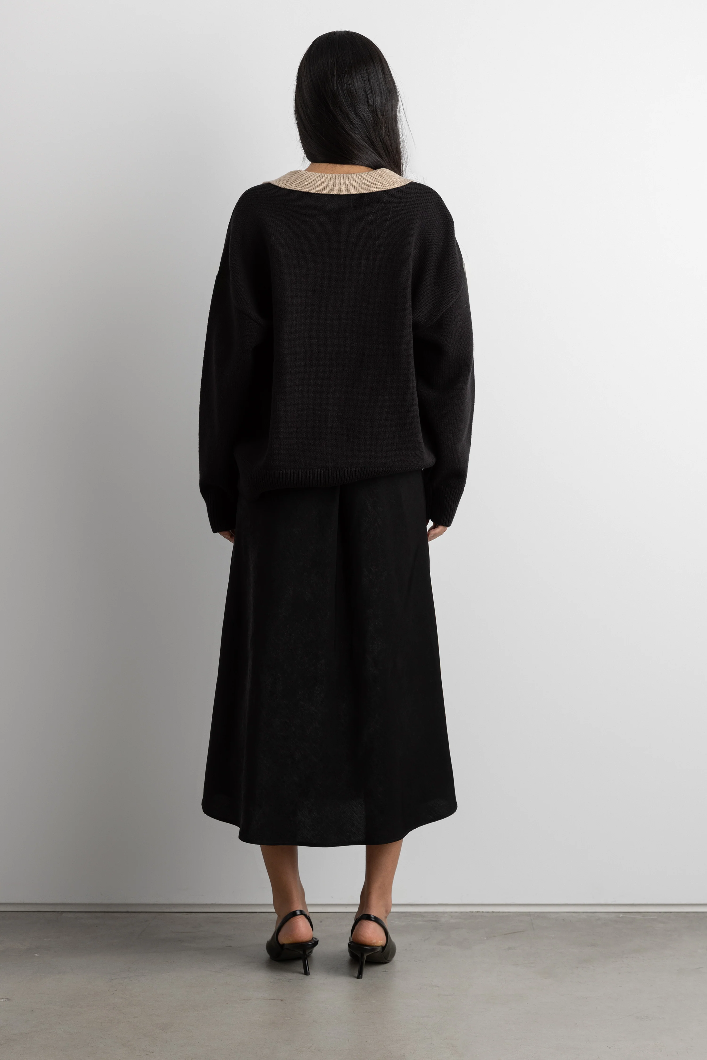 COLLARED CHUNKY KNIT SWEATER - Image 7