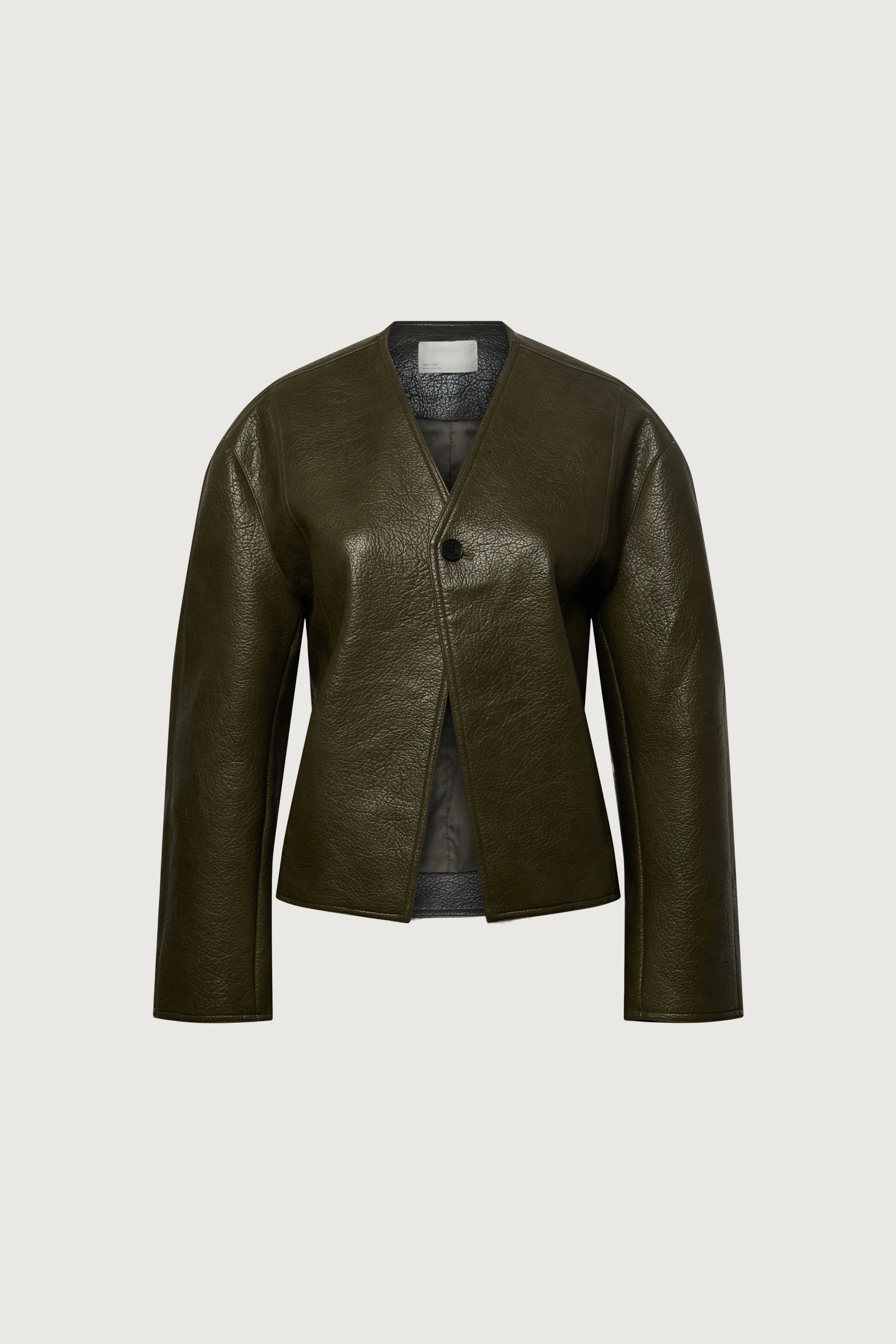 COLLARLESS VEGAN LEATHER JACKET - Image 11