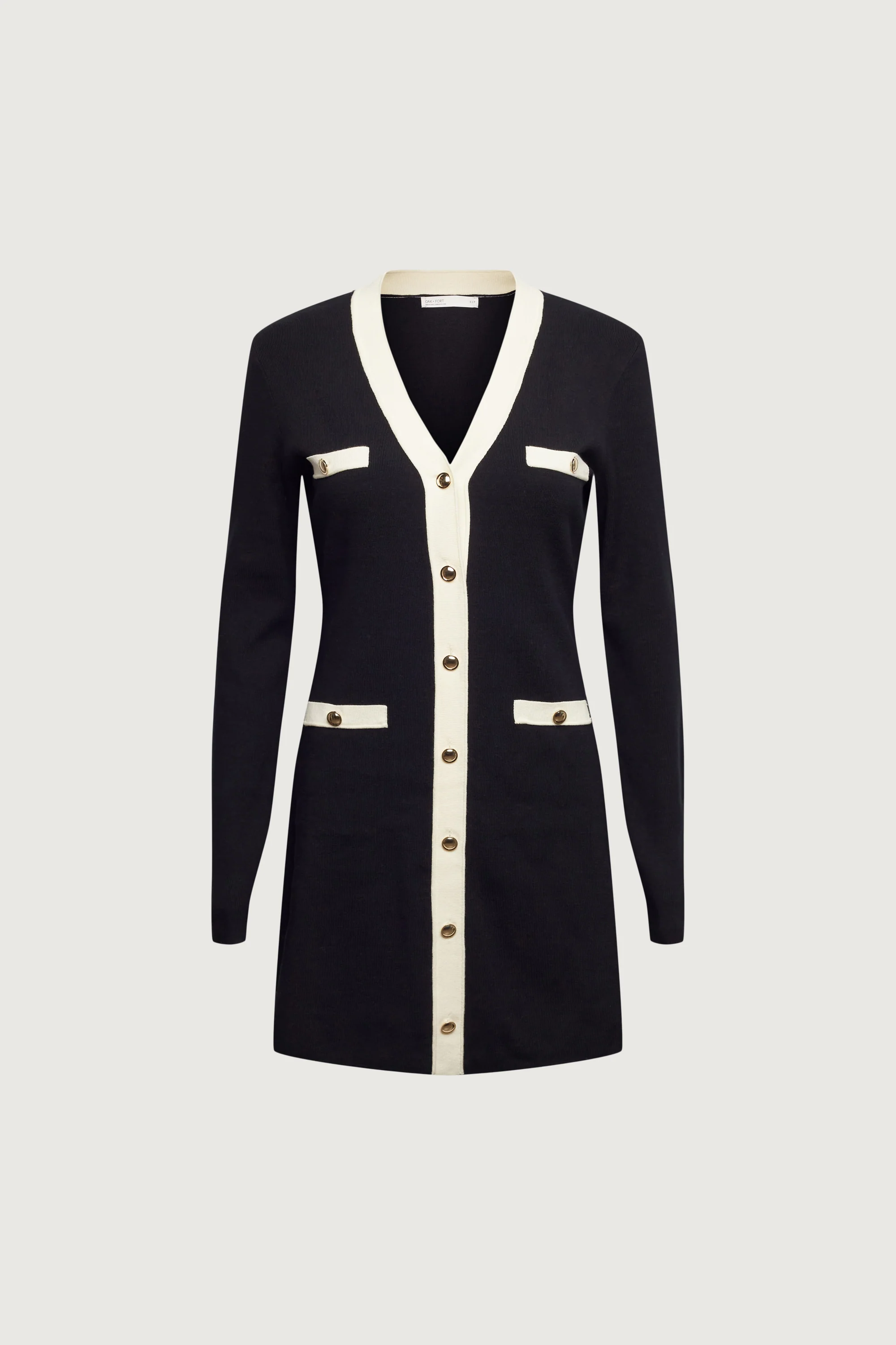 CONTRAST TRIM BUTTON FRONT KNIT MINI DRESS - Image 5