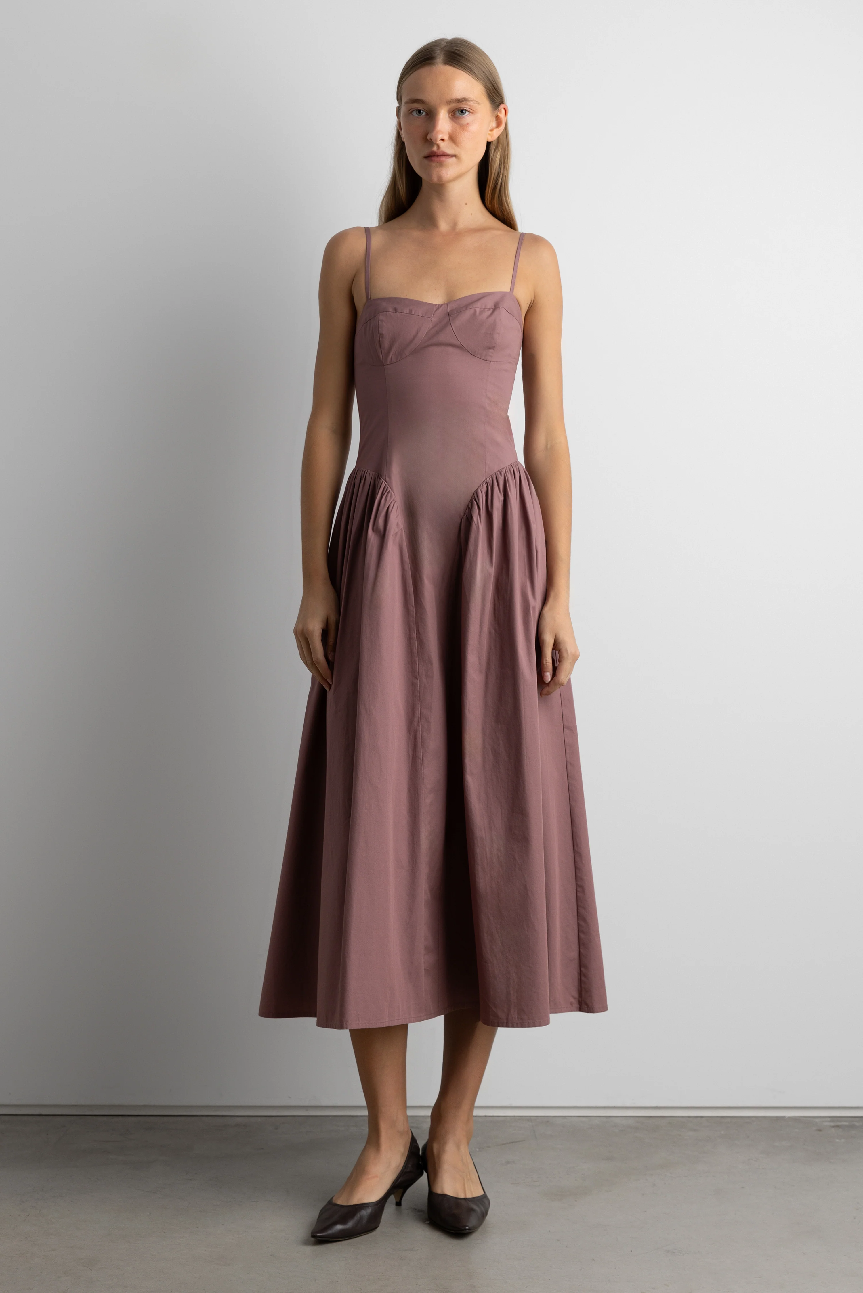 COTTON POPLIN CORSET MIDI DRESS - Image 2