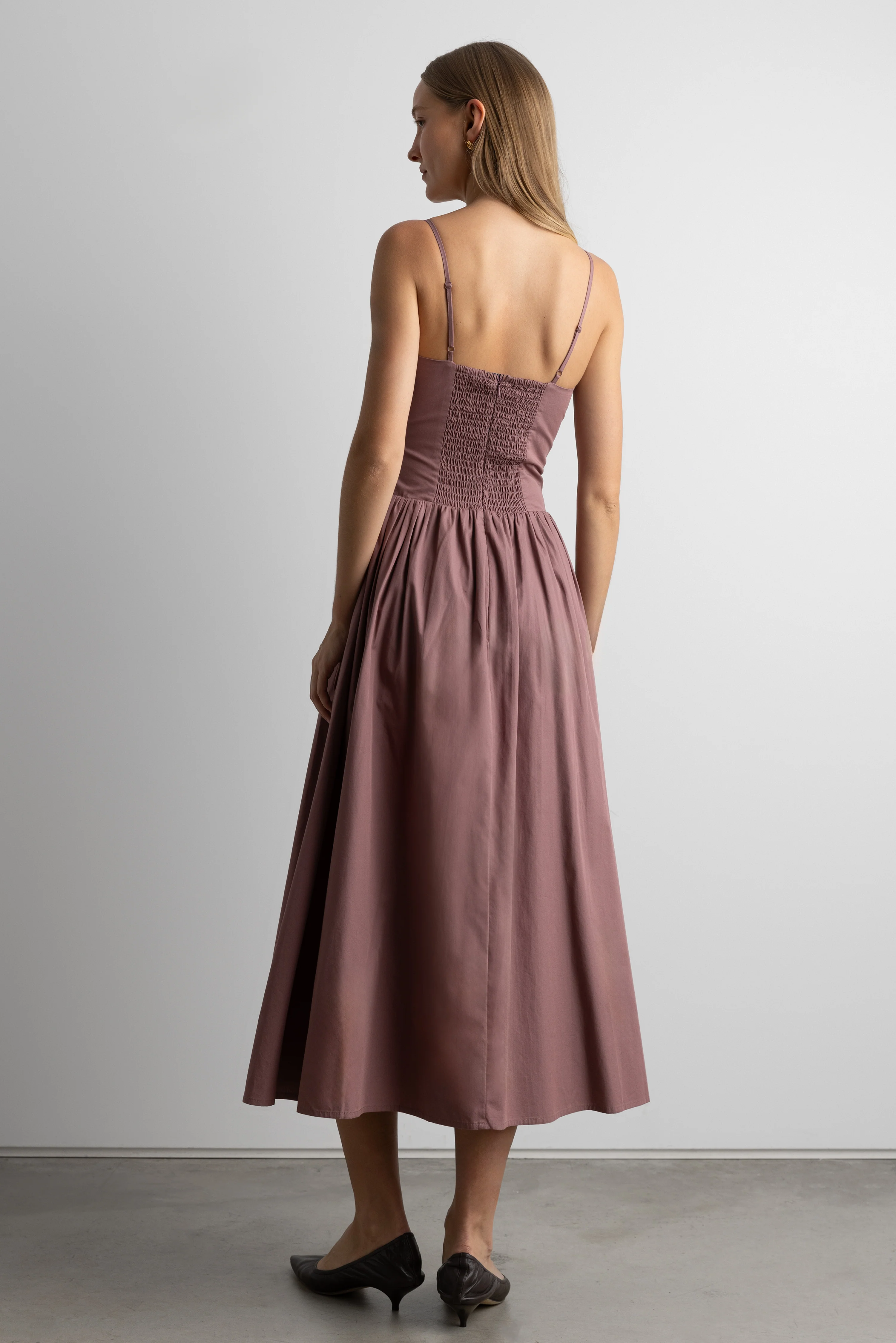COTTON POPLIN CORSET MIDI DRESS - Image 6