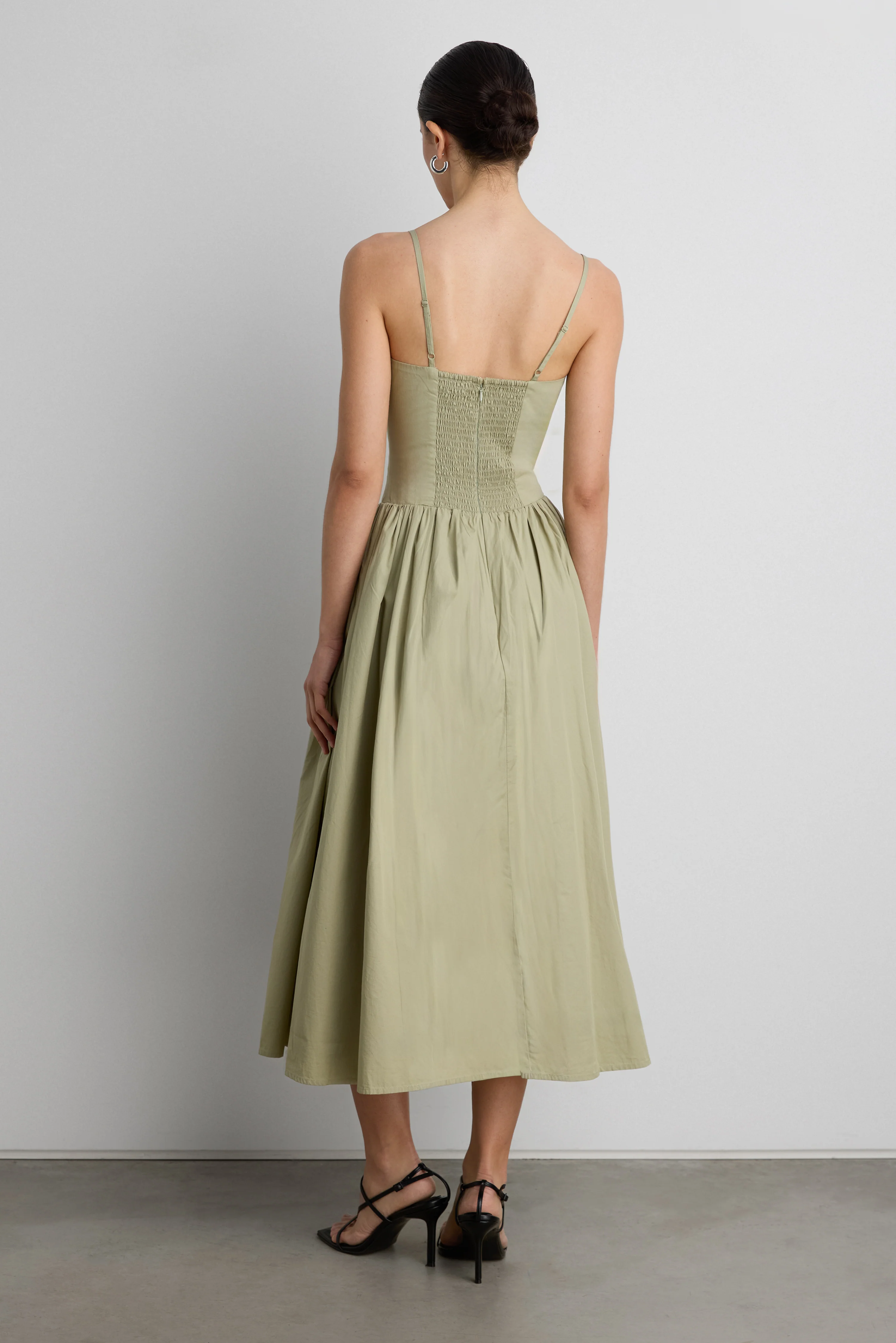 COTTON POPLIN CORSET MIDI DRESS - Image 8