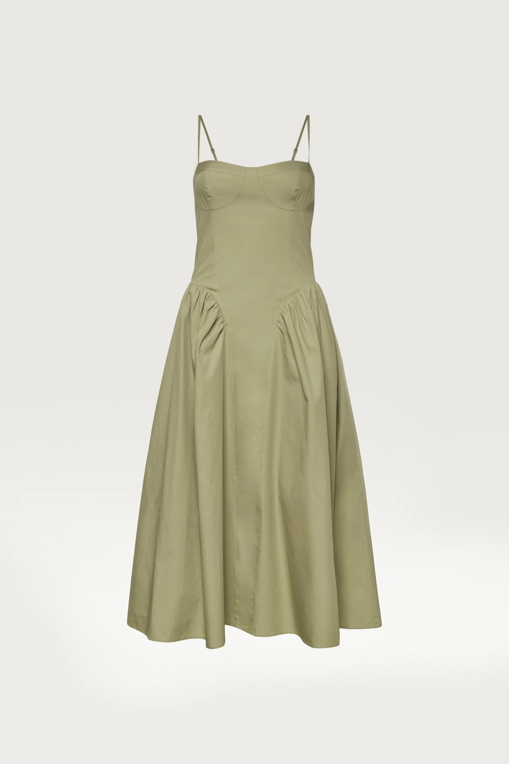 COTTON POPLIN CORSET MIDI DRESS - Image 9