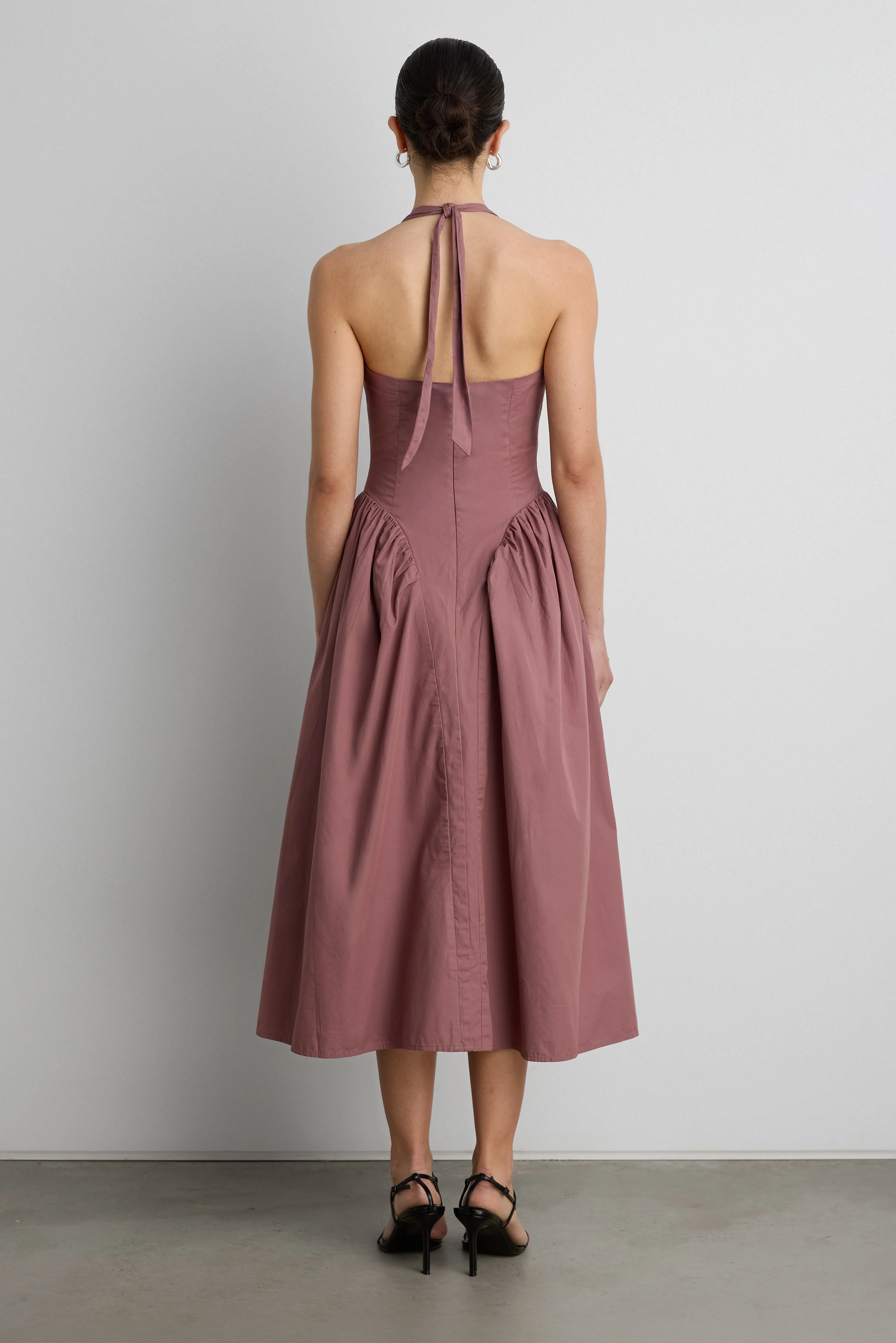 COTTON POPLIN HALTER MIDI DRESS - Image 3
