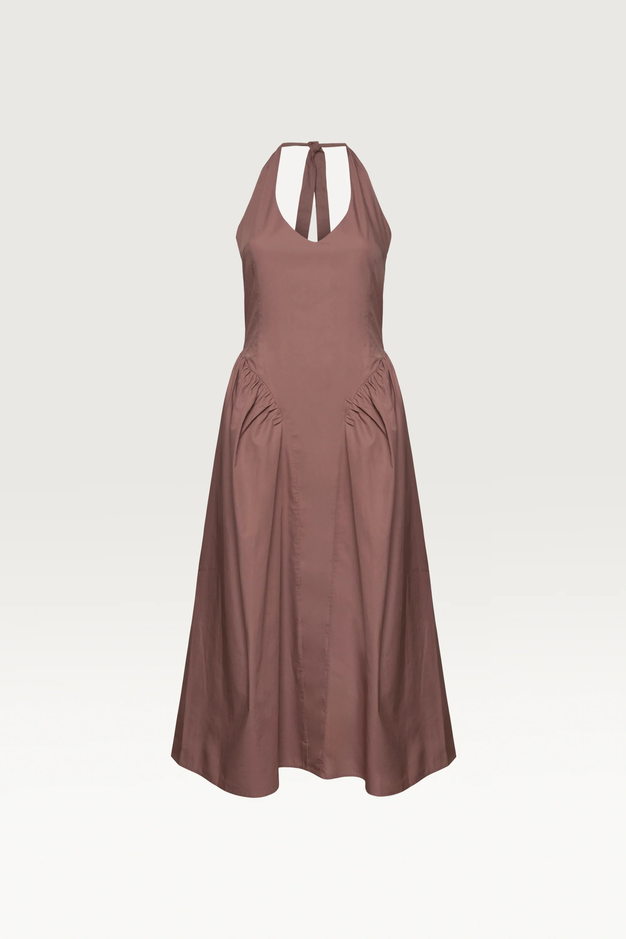 COTTON POPLIN HALTER MIDI DRESS - Image 4