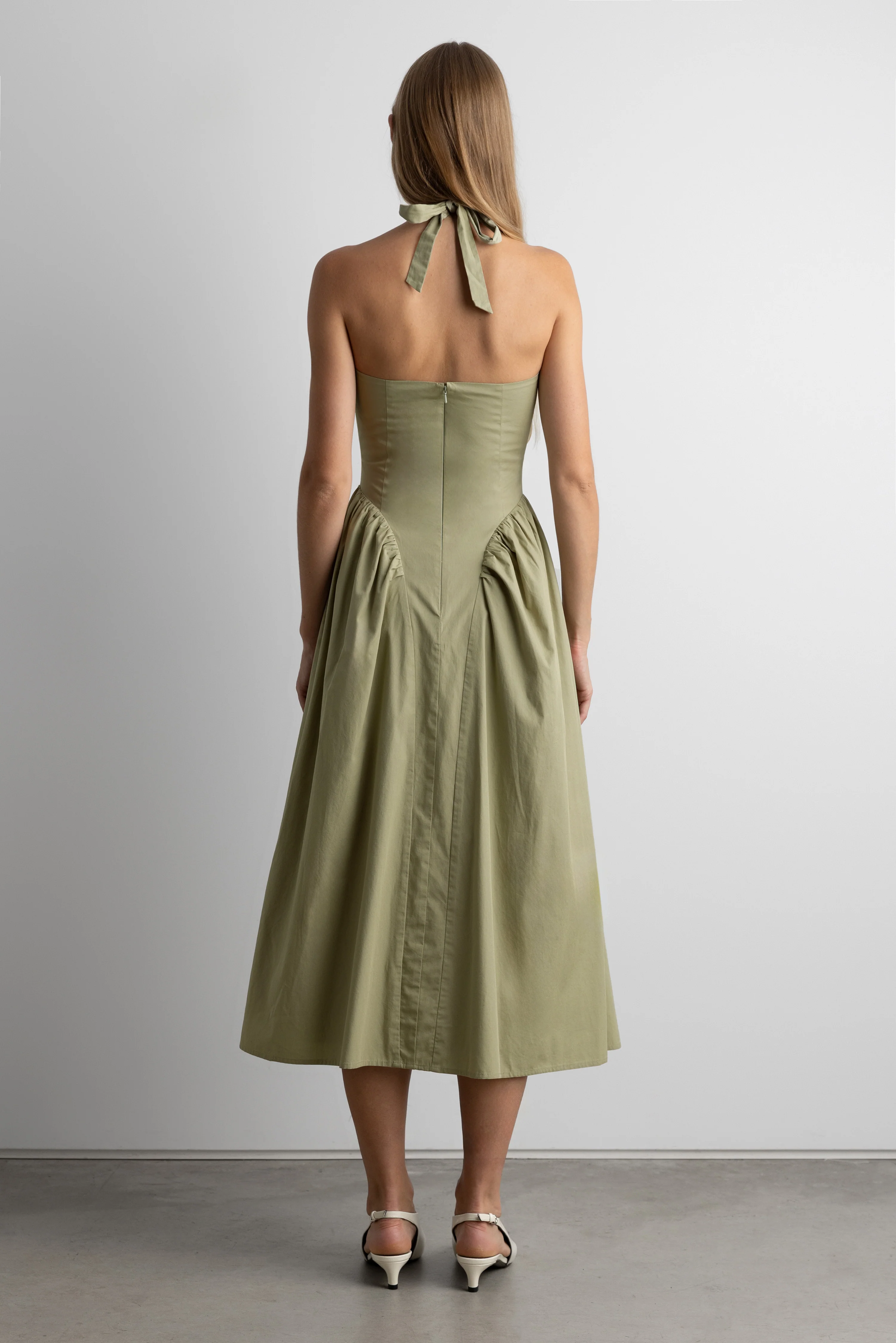 COTTON POPLIN HALTER MIDI DRESS - Image 8