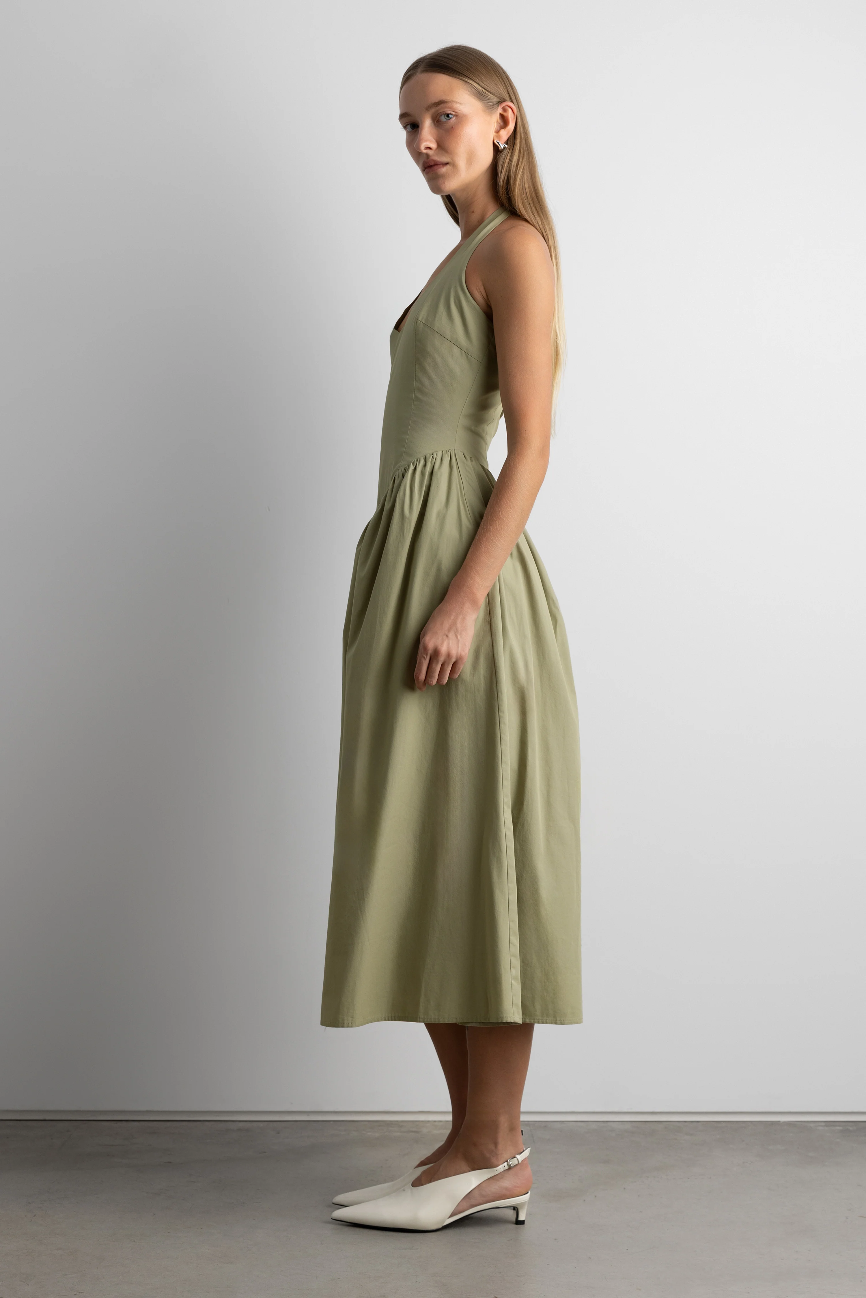 COTTON POPLIN HALTER MIDI DRESS - Image 9