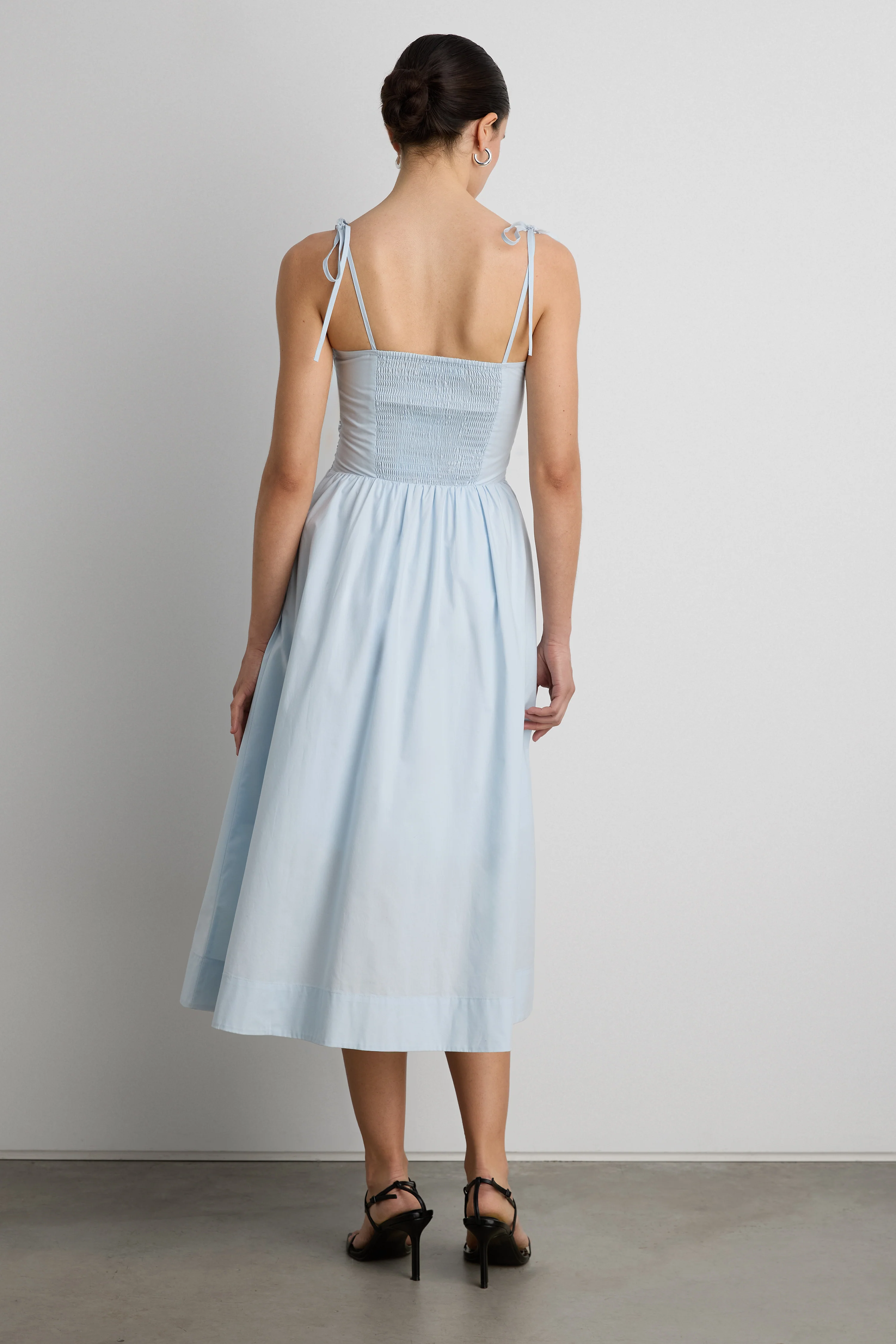 COTTON POPLIN SQUARE NECK MIDI DRESS - Image 7