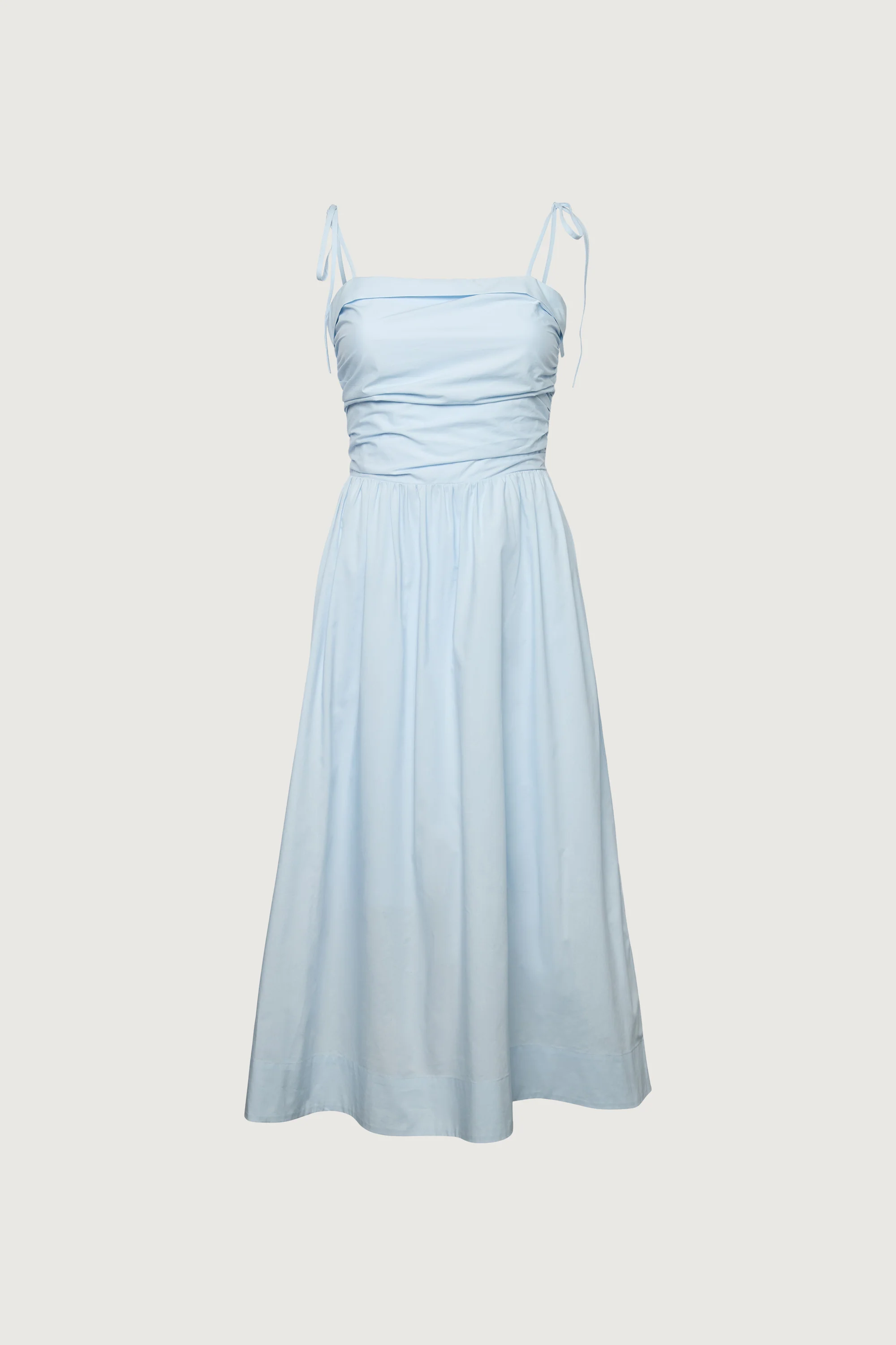 COTTON POPLIN SQUARE NECK MIDI DRESS - Image 9