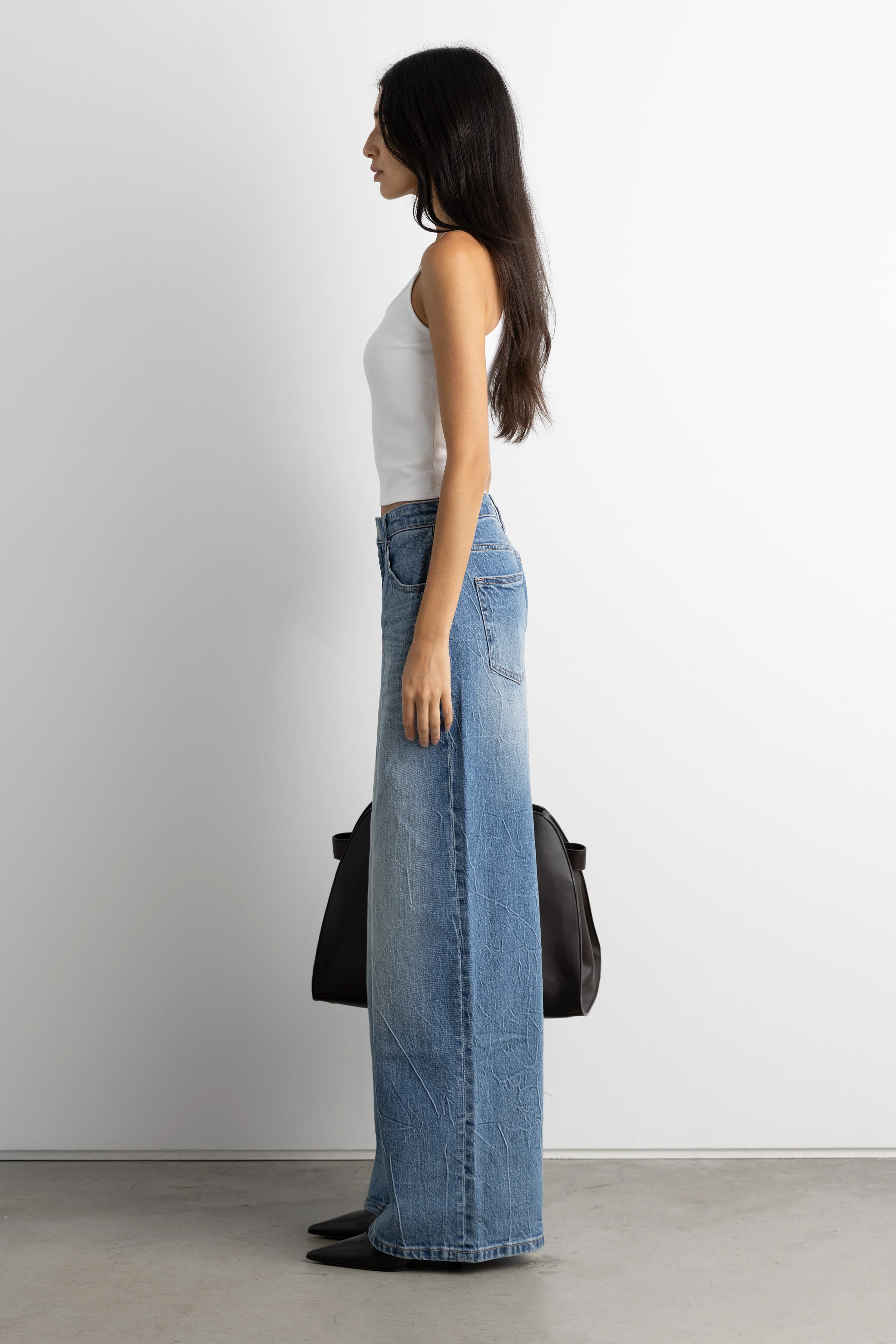 CREASED EFFECT WIDE LEG JEAN - Image 3