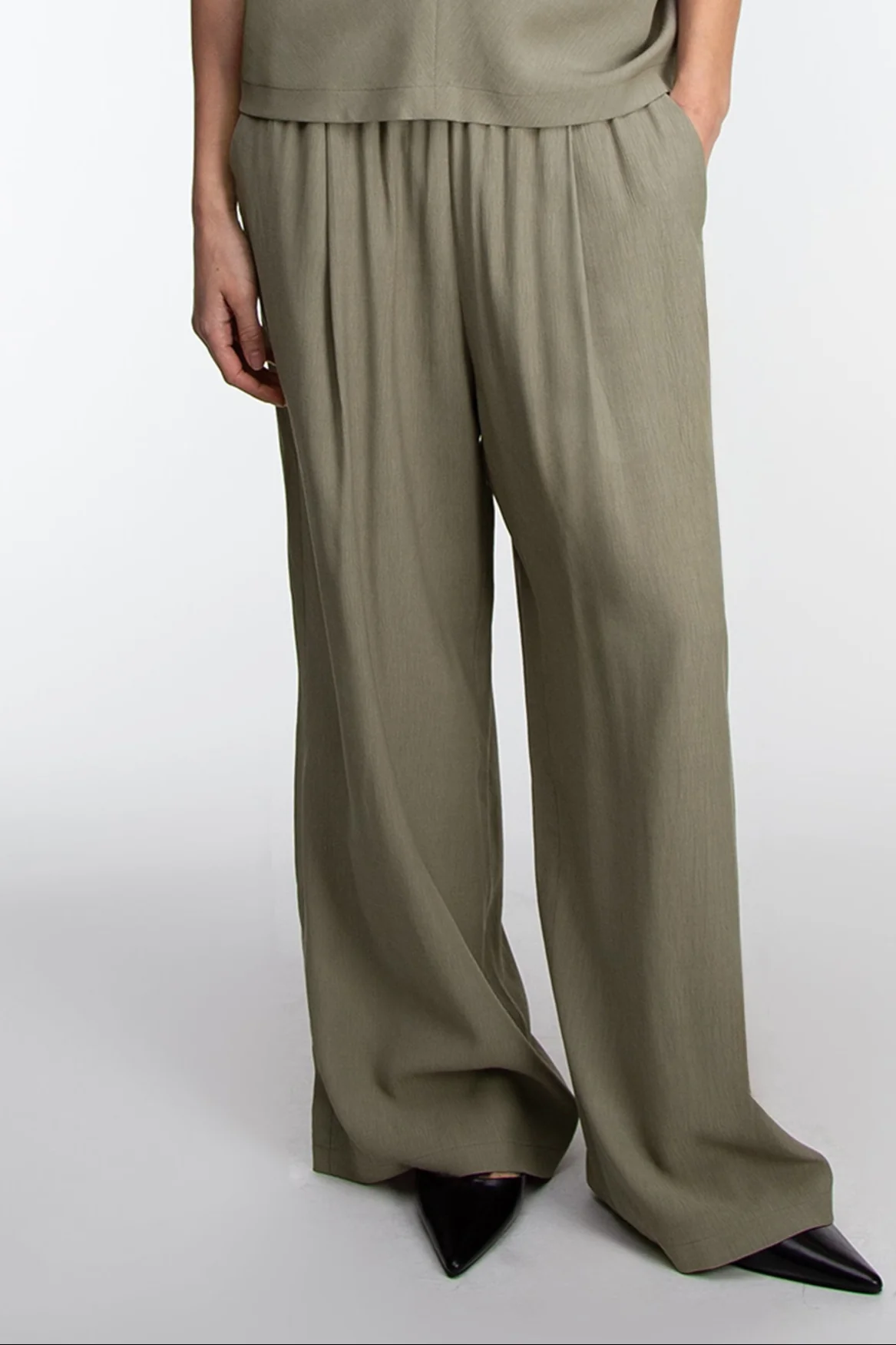 CRINKLED RAYON ELASTIC WAIST