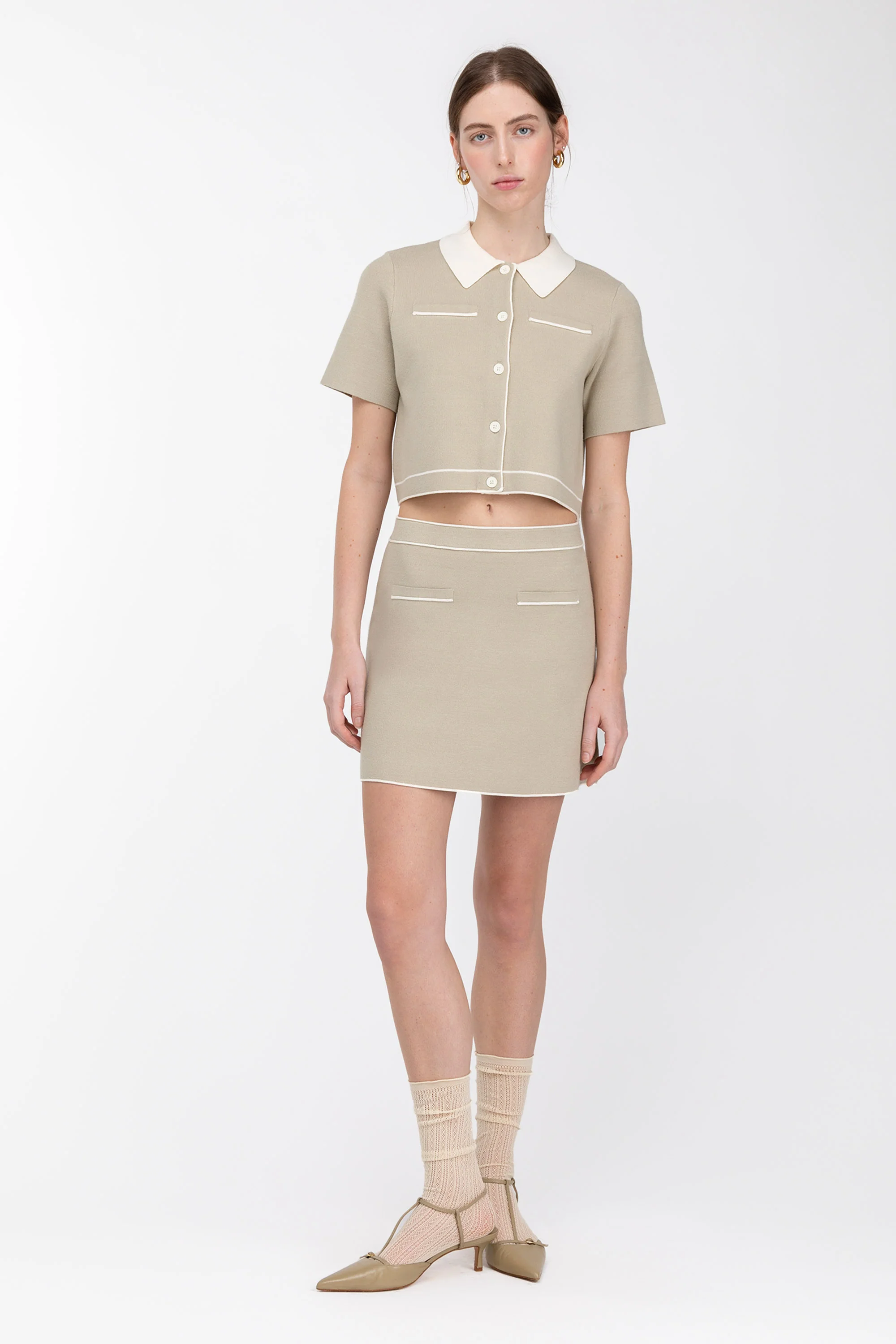CROPPED KNIT CONTRAST TRIM TOP - Image 13