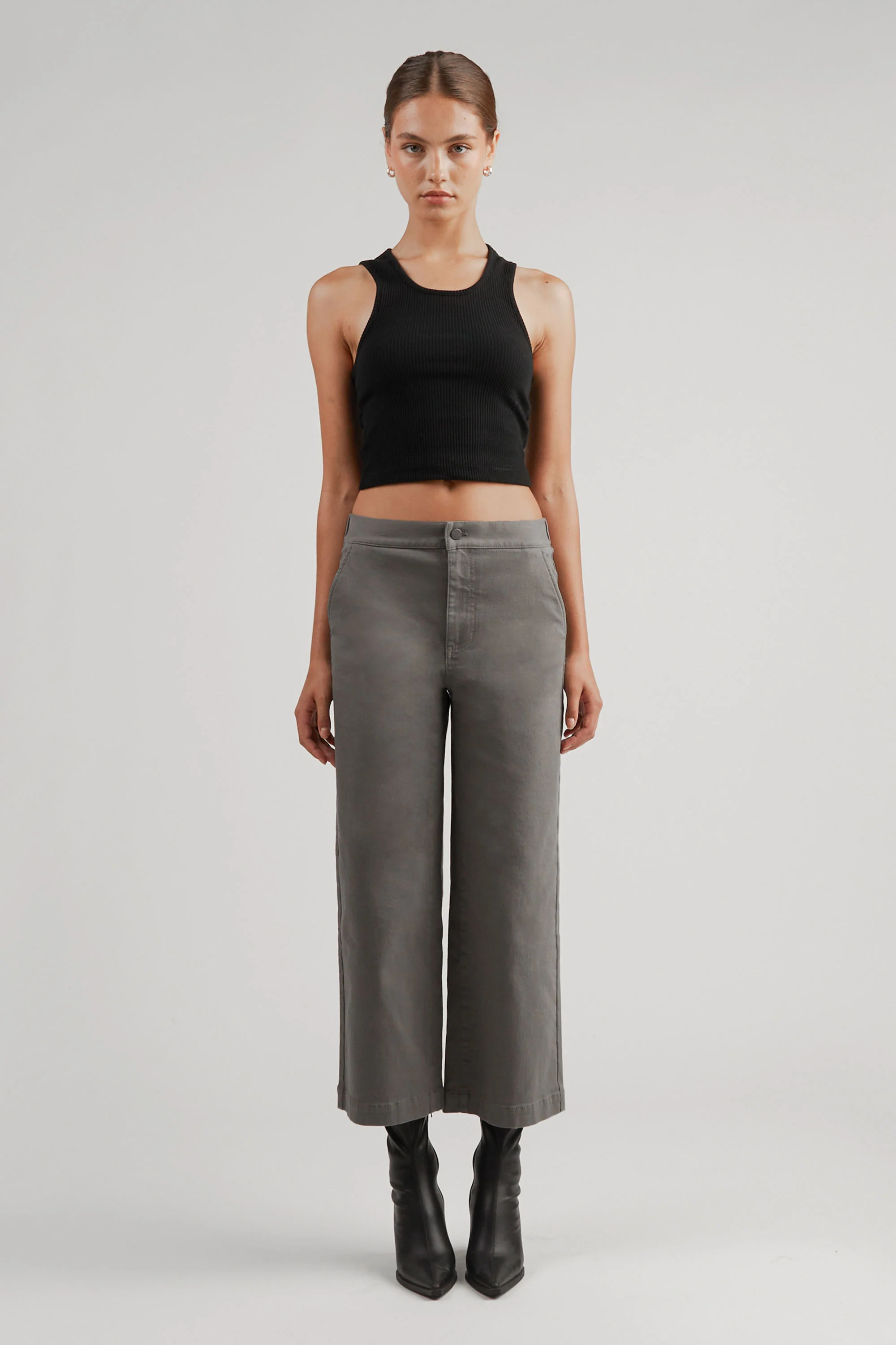 CROPPED LENGTH TWILL WIDE LEG PANT - Image 15