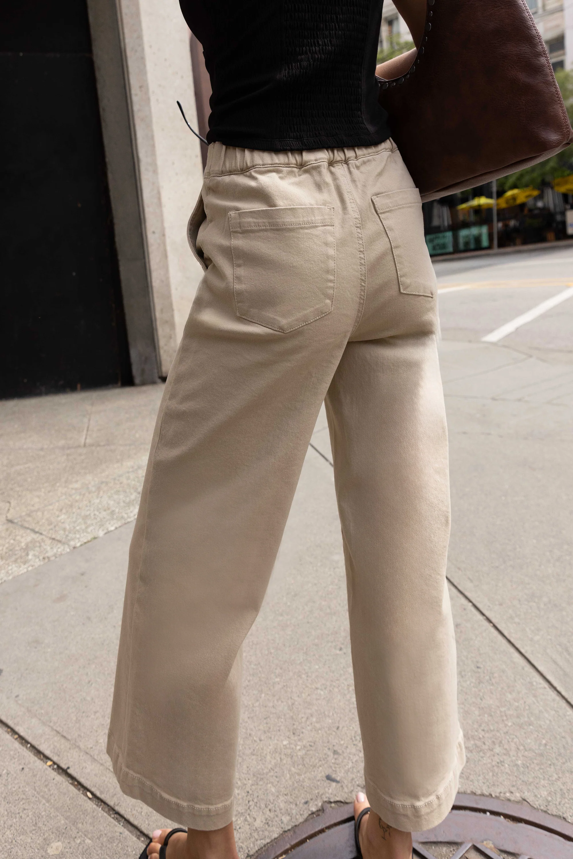 CROPPED LENGTH TWILL WIDE LEG PANT - Image 6