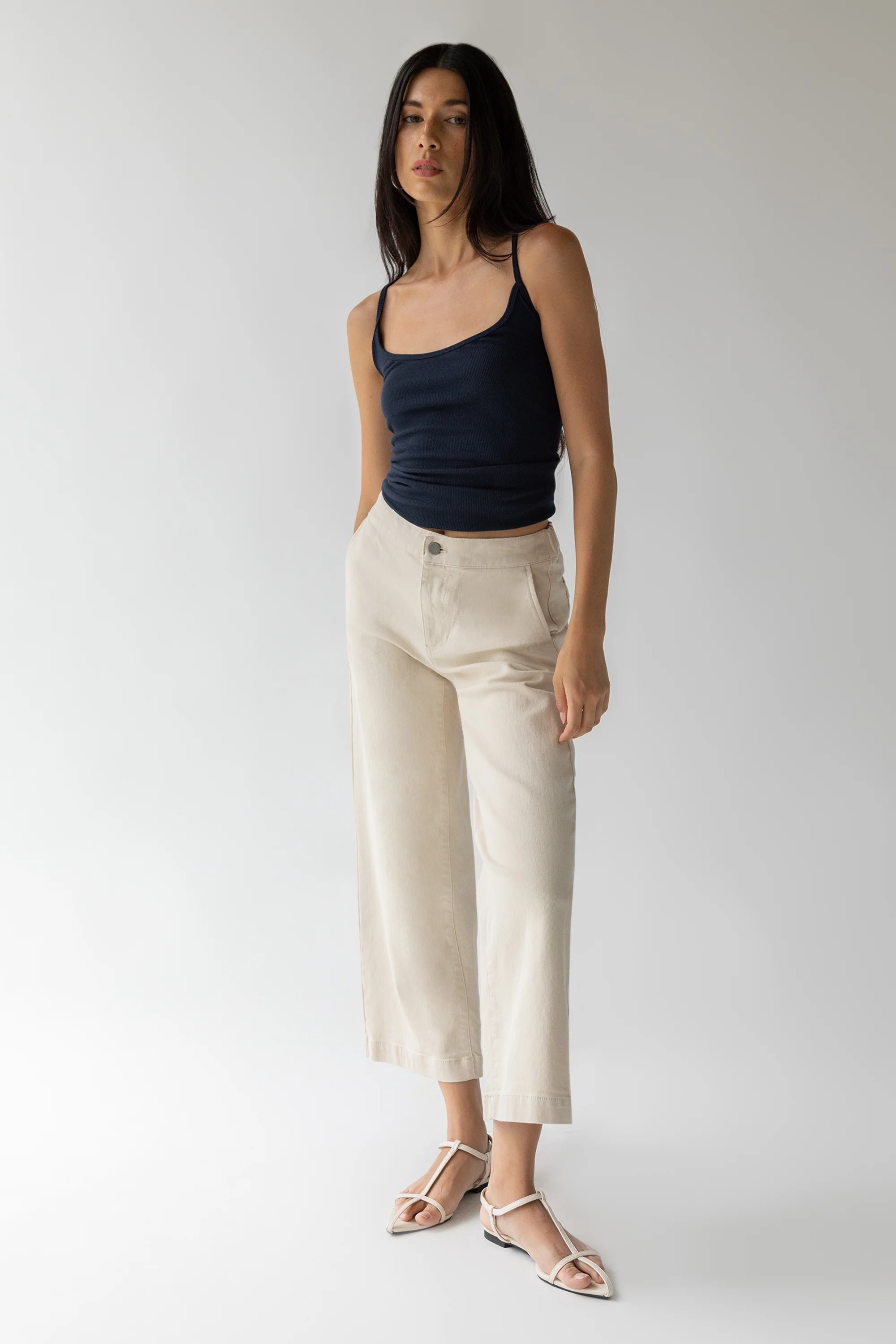 CROPPED LENGTH TWILL WIDE LEG PANT - Image 8
