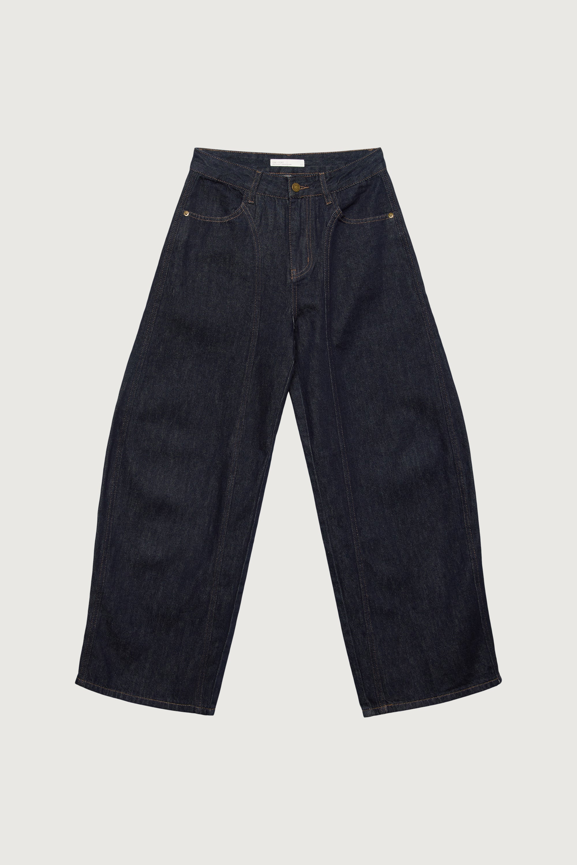 HIGH RISE BARREL LEG JEAN WITH FRONT SEAM DETAIL - Image 5