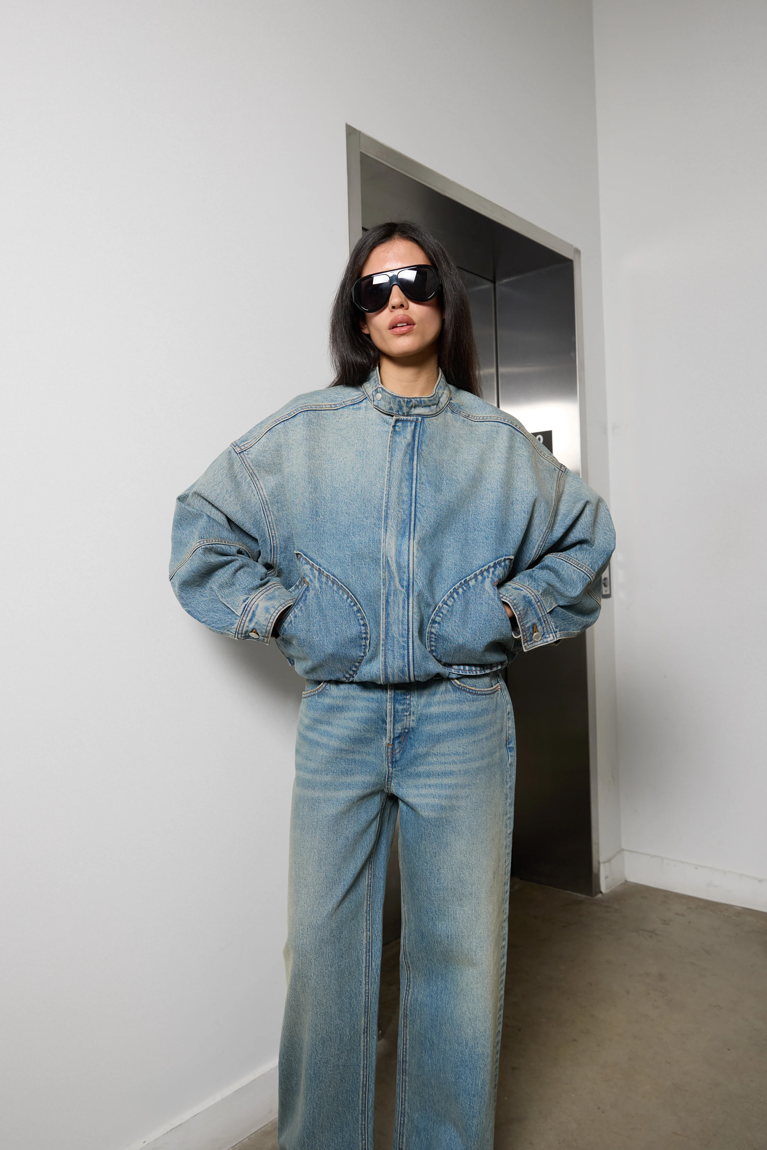 DENIM MOTO BOMBER JACKET - Image 3