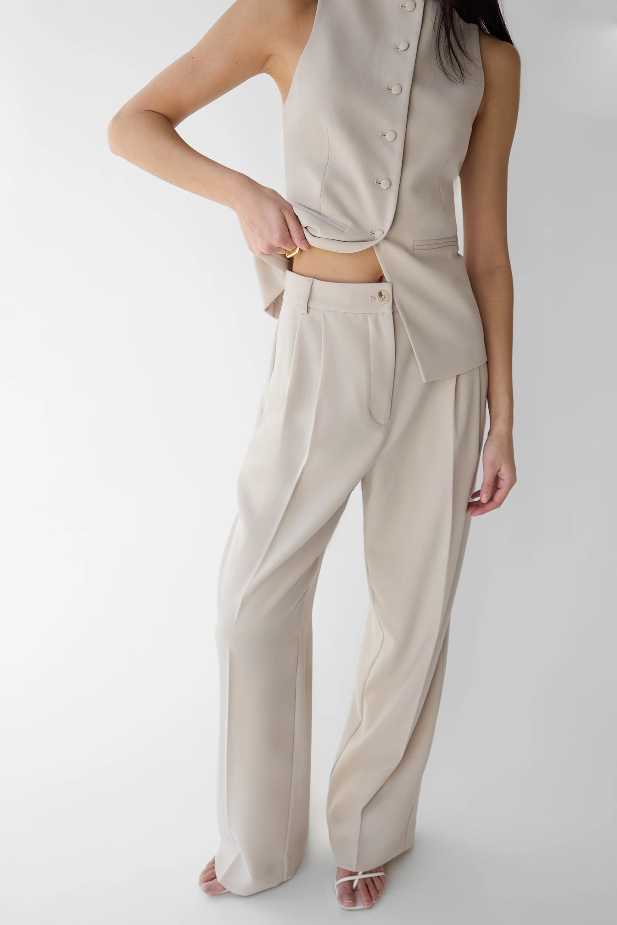 DOUBLE PLEATED WIDE LEG PANT - Image 3