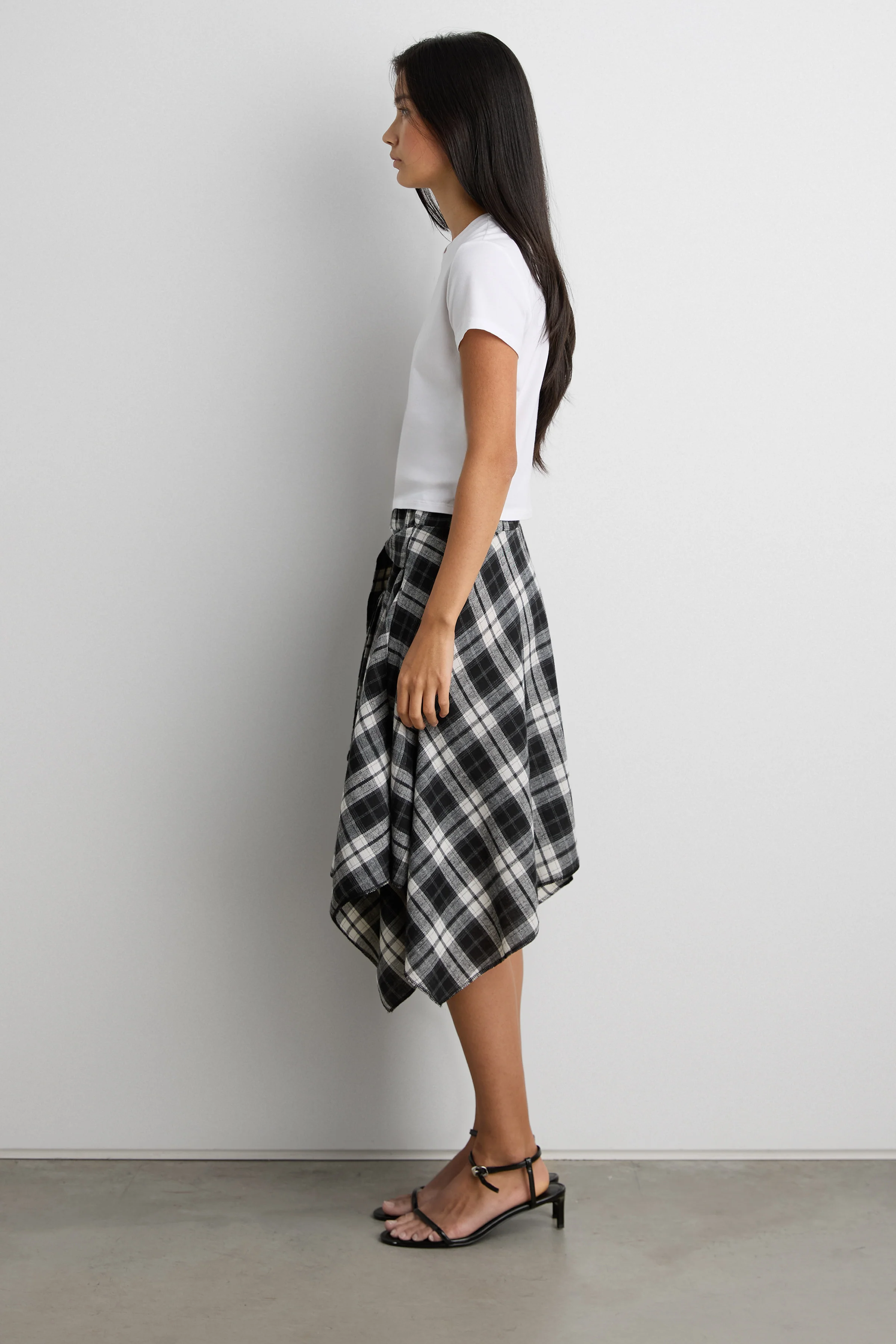 DRAPED PLAID MIDI SKIRT WITH TIE DETAIL - Image 3