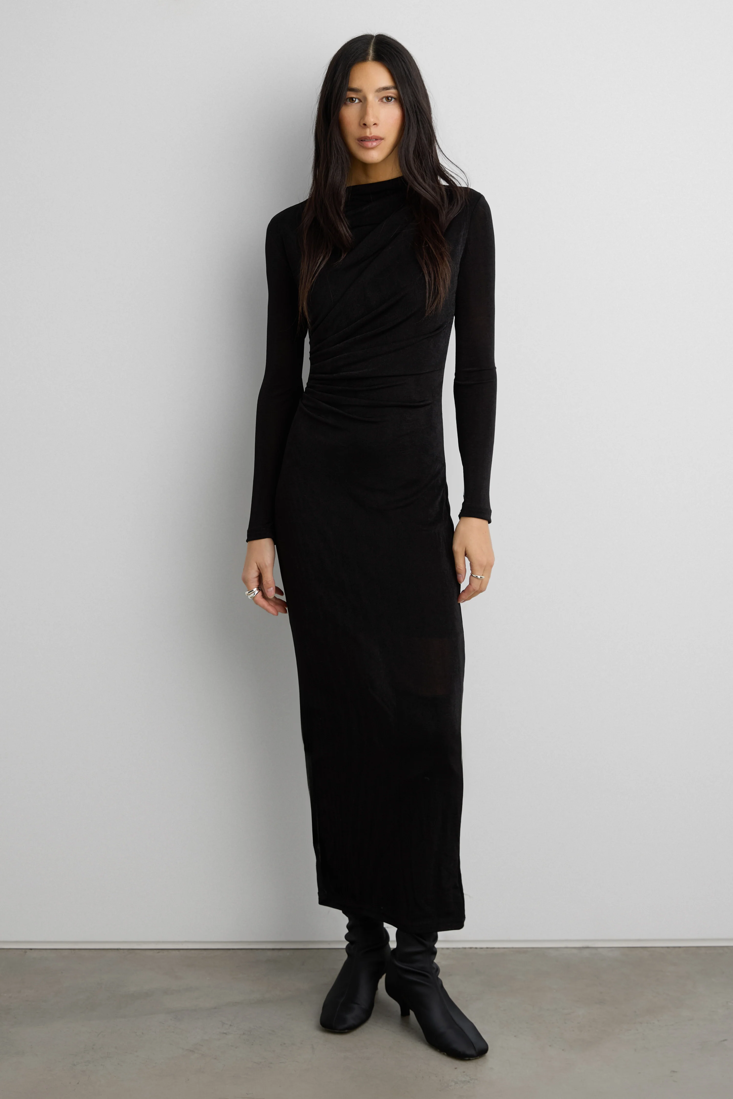 RUCHED WAIST MAXI JERSEY DRESS - Image 3