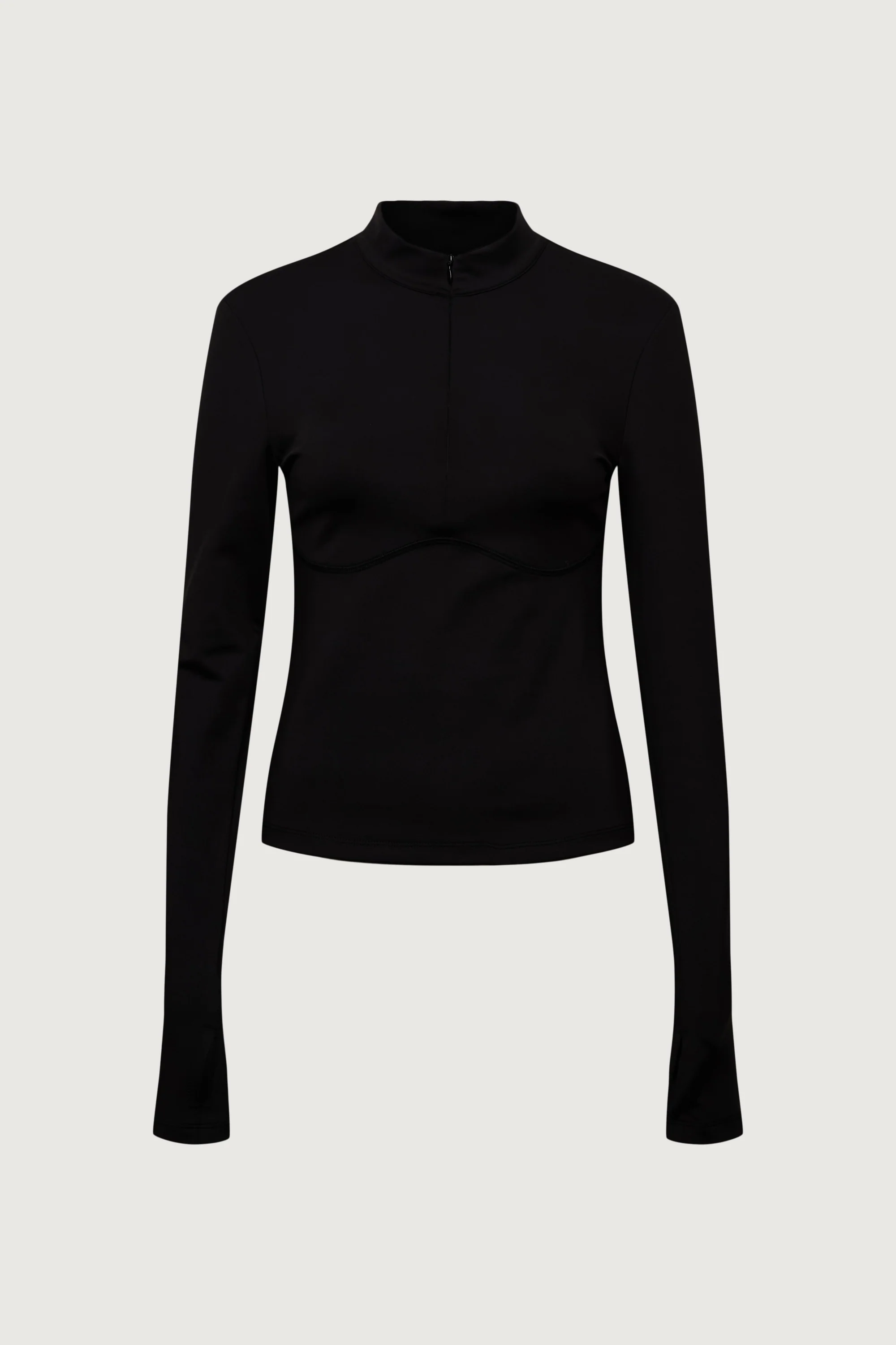 FITTED HALF ZIP MOCKNECK LONG SLEEVE TOP - Image 7