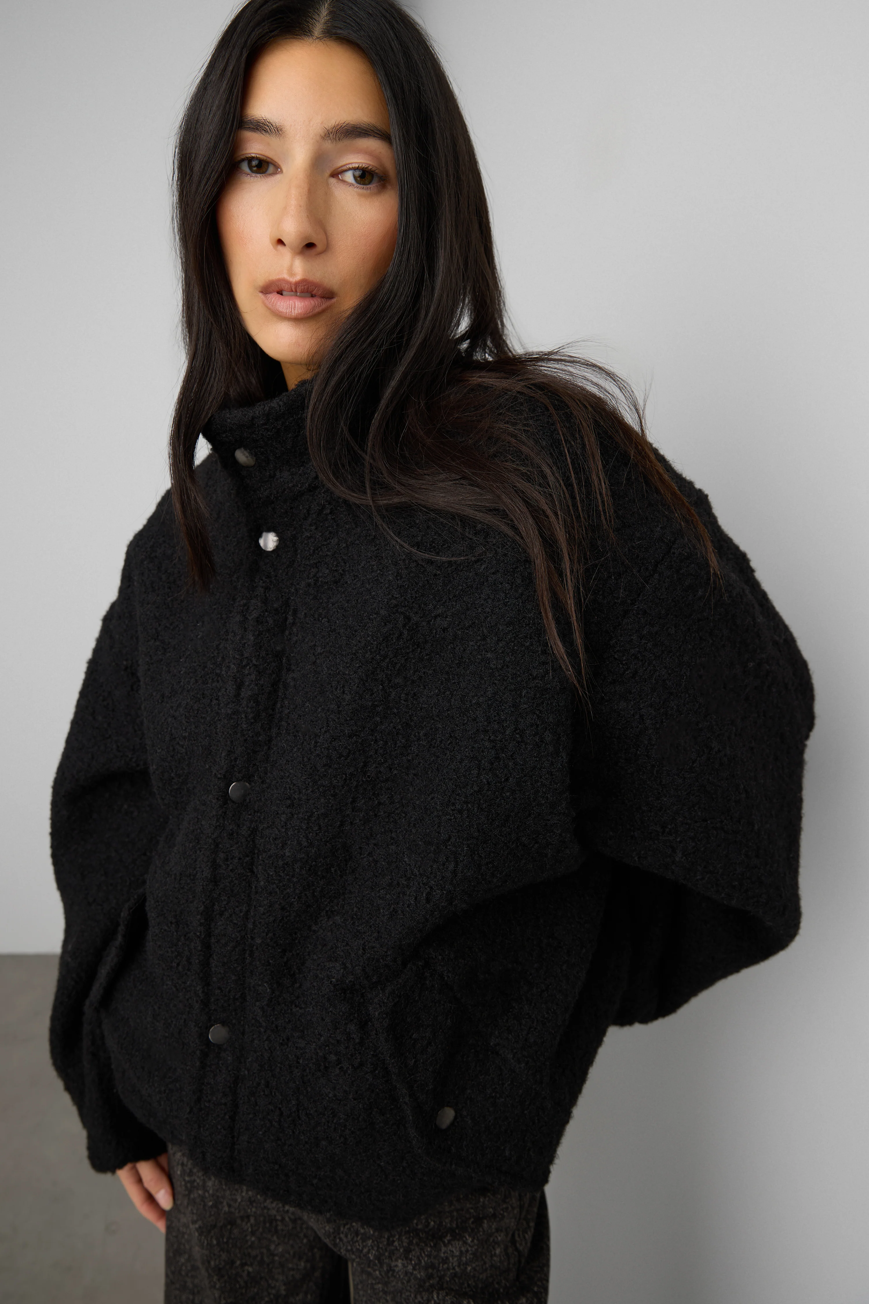 OVERSIZED BOUCLE JACKET WITH SNAP DETAIL - Image 6