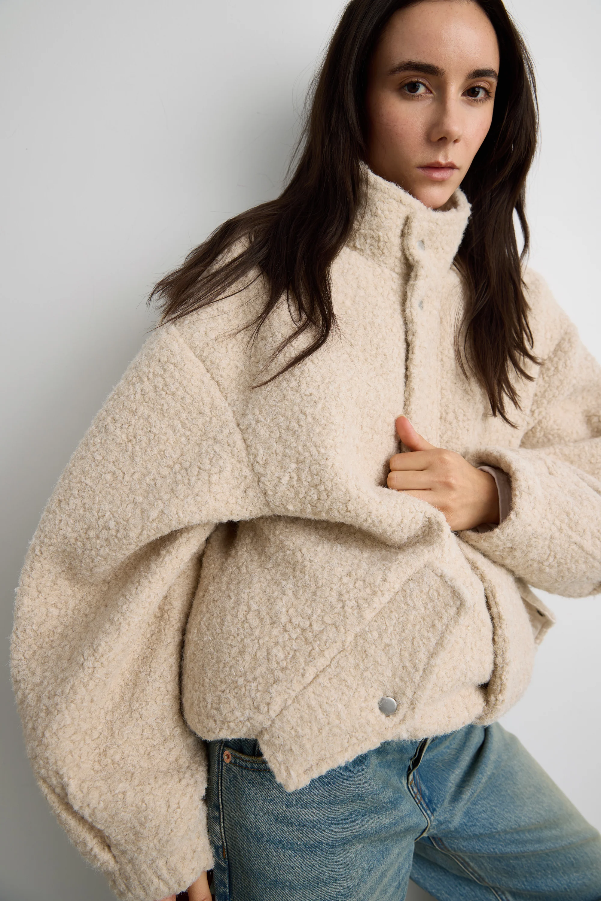 OVERSIZED BOUCLE JACKET WITH SNAP DETAIL - Image 8