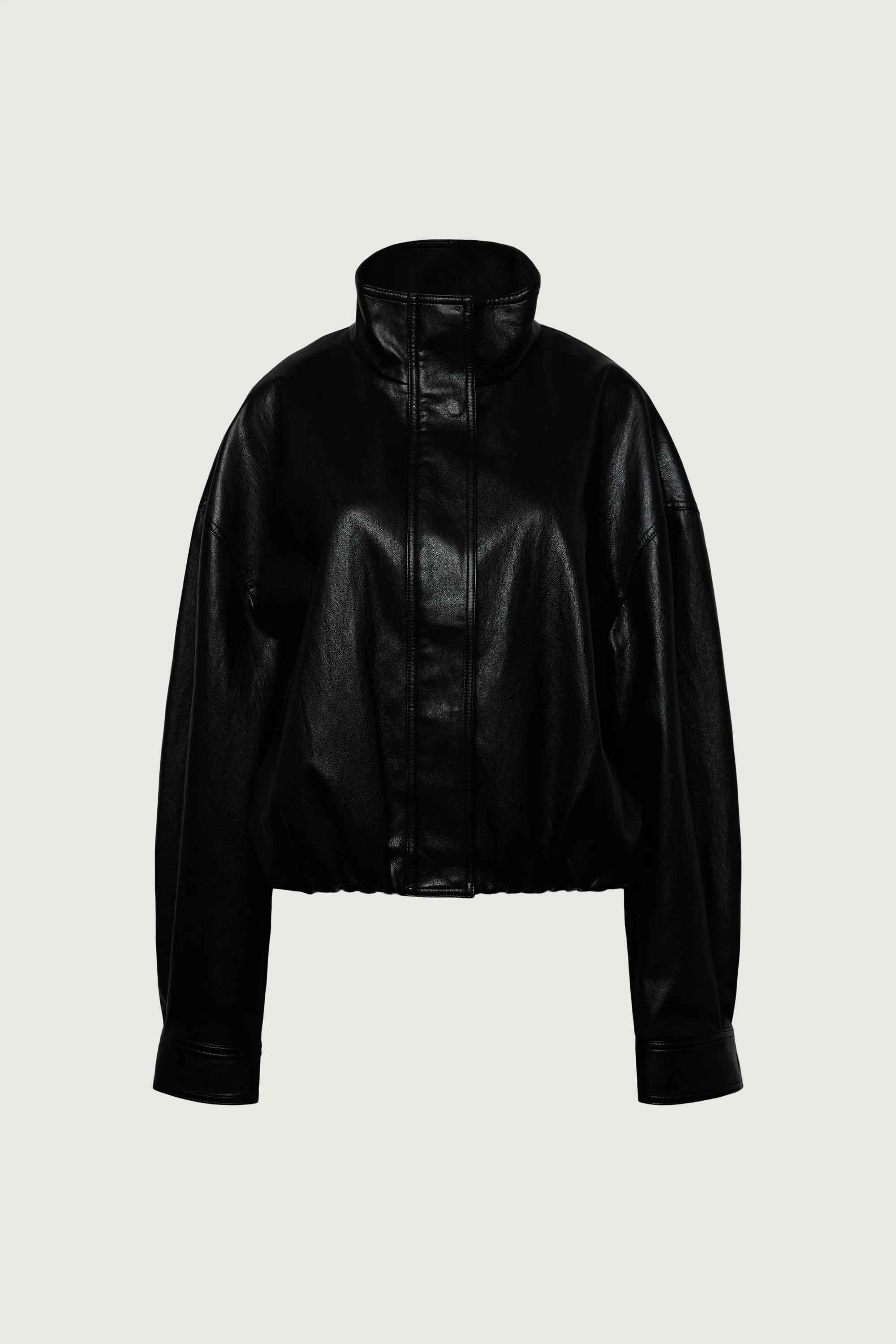VEGAN LEATHER FUNNEL NECK JACKET - Image 10