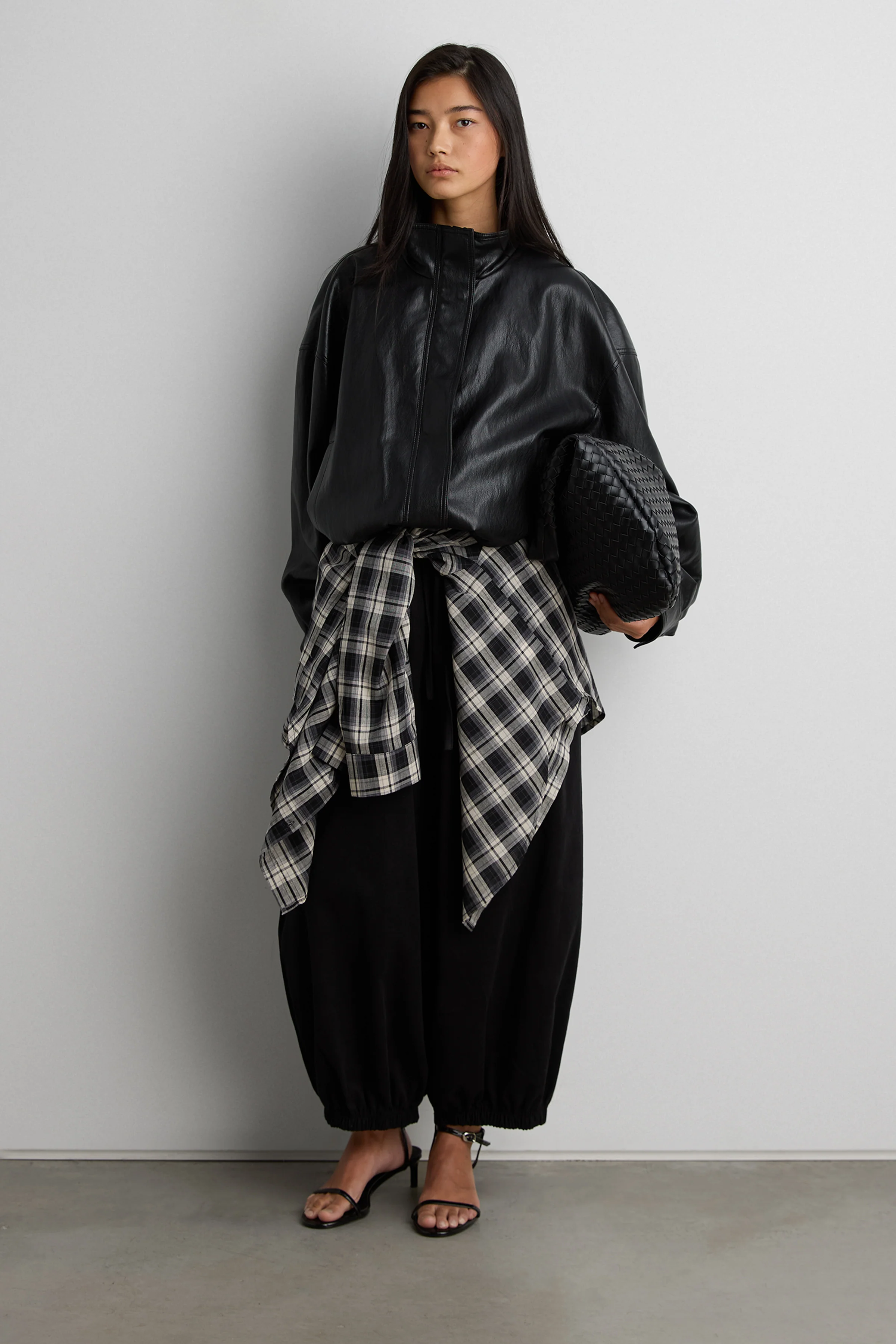 VEGAN LEATHER FUNNEL NECK JACKET - Image 3