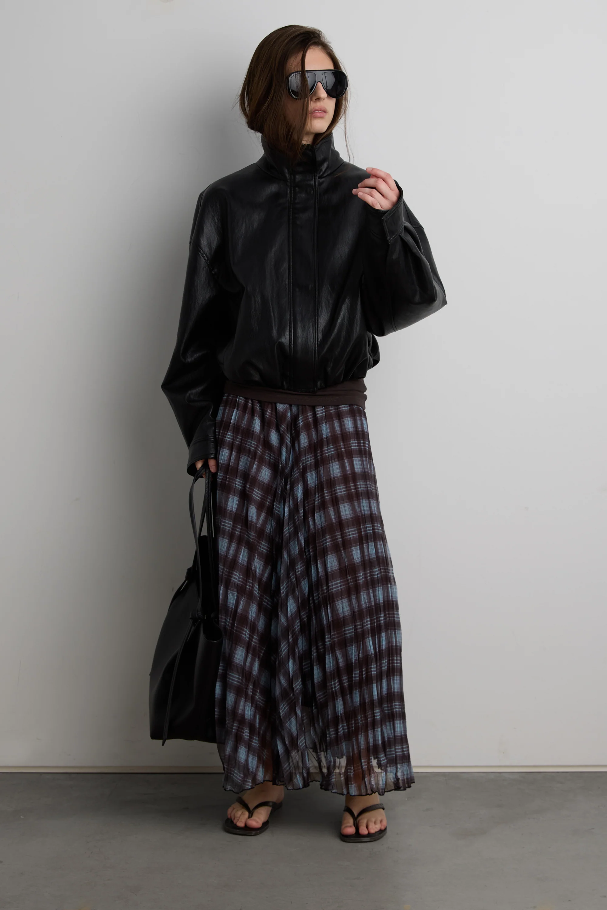 VEGAN LEATHER FUNNEL NECK JACKET - Image 4